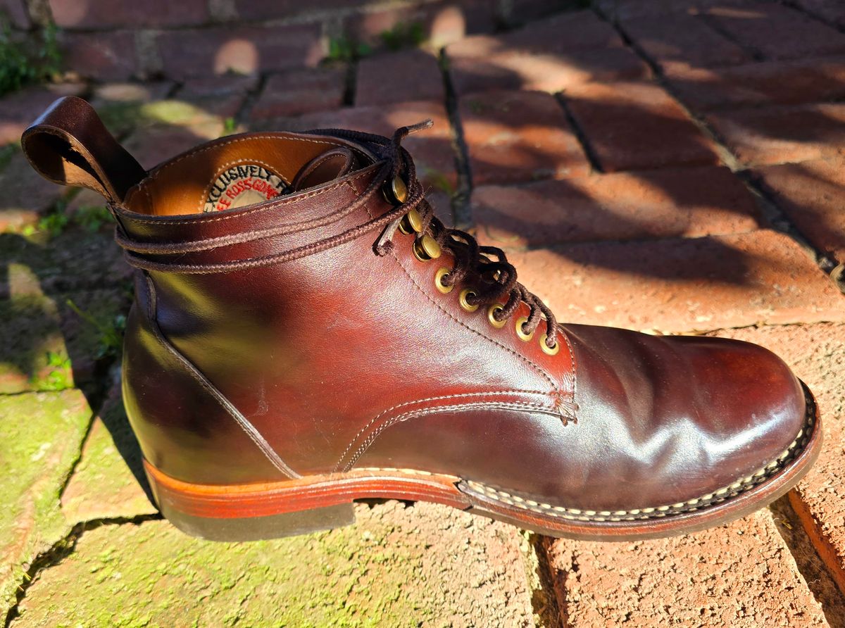 Photo by LeeRoss on March 1, 2025 of the Al's Attire Hand Made Type 1 Service Boot in Horween Brown Chromexcel Horsehide.