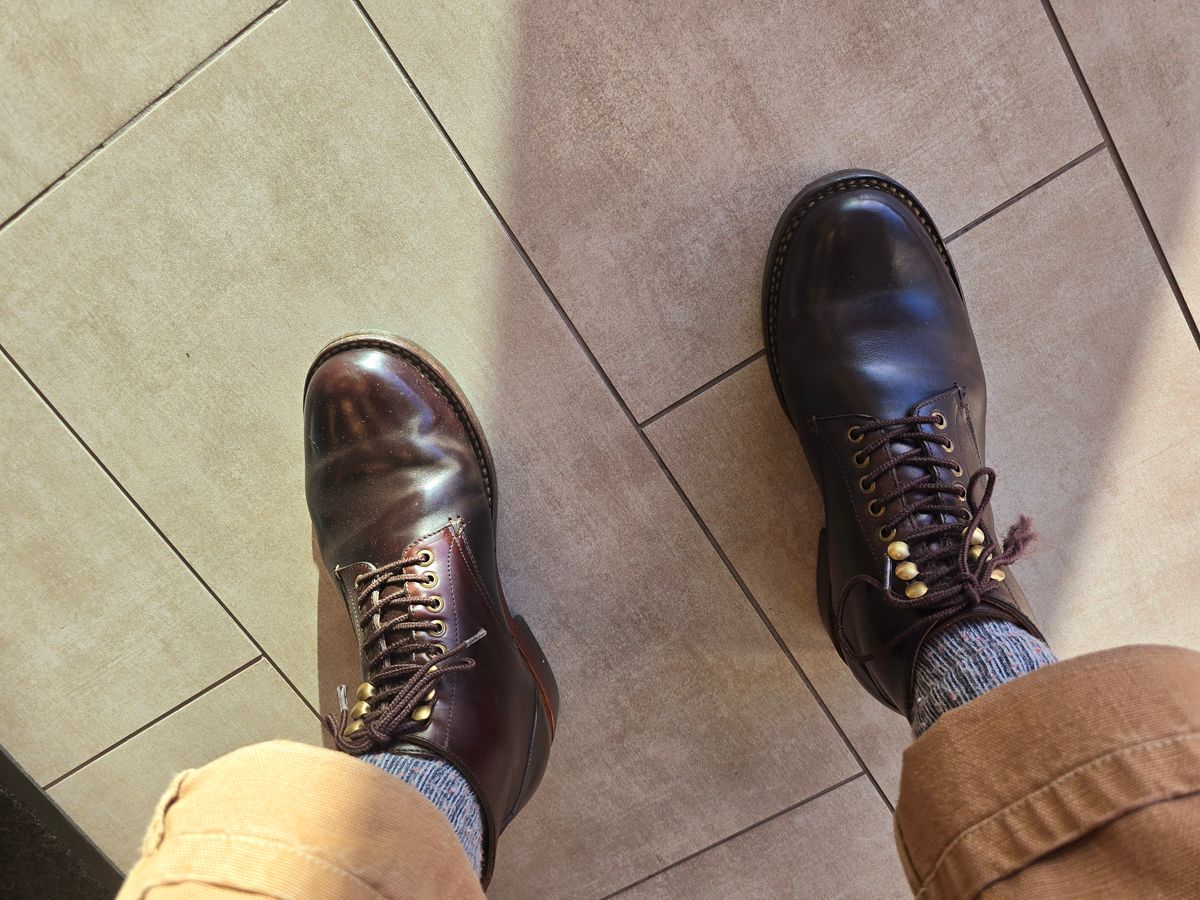 Photo by LeeRoss on March 3, 2025 of the Al's Attire Hand Made Type 1 Service Boot in Horween Brown Chromexcel Horsehide.