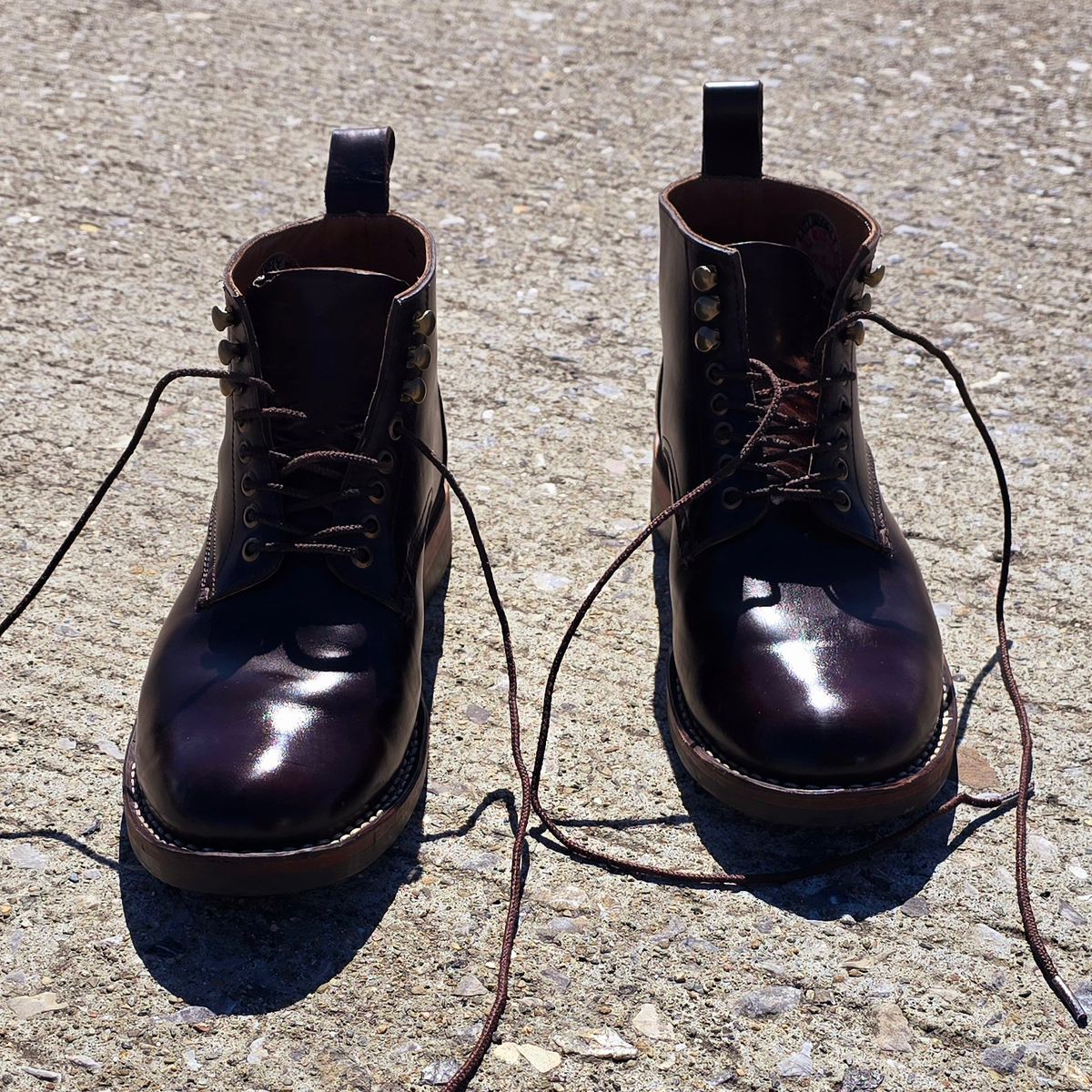 Photo by LeeRoss on March 13, 2025 of the Al's Attire Hand Made Type 1 Service Boot in Horween Brown Chromexcel Horsehide.