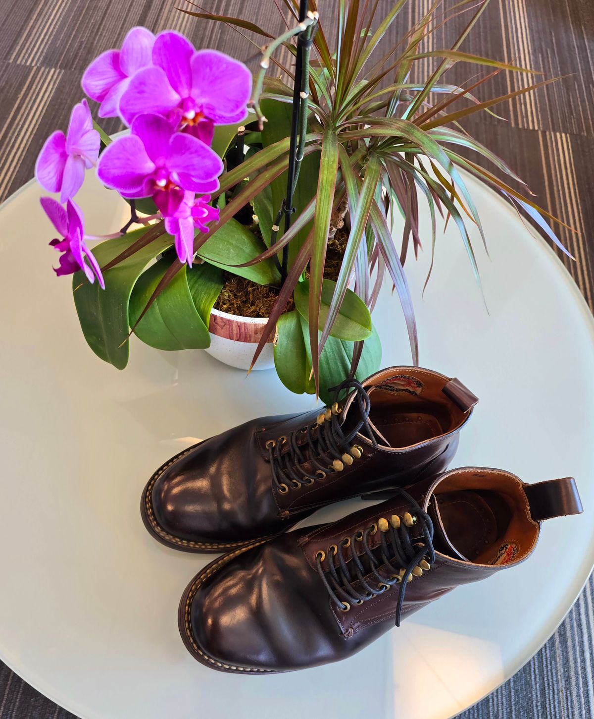Photo by LeeRoss on March 29, 2025 of the Al's Attire Hand Made Type 1 Service Boot in Horween Brown Chromexcel Horsehide.
