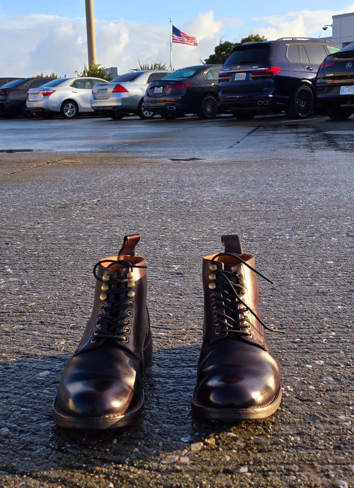 Photo by LeeRoss on April 1, 2025 of the Al's Attire Hand Made Type 1 Service Boot in Horween Brown Chromexcel Horsehide.