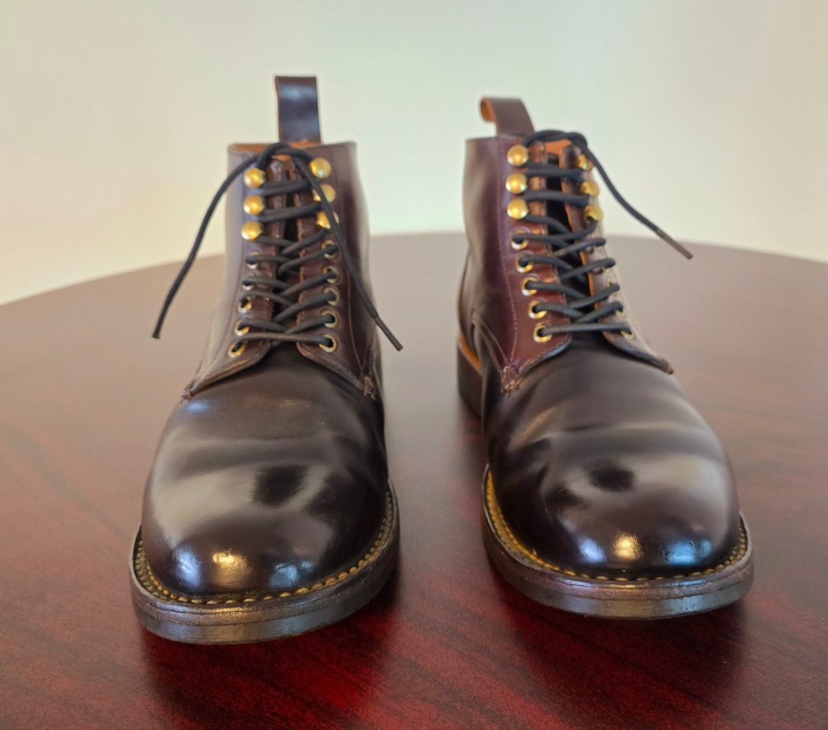 Photo by LeeRoss on April 1, 2025 of the Al's Attire Hand Made Type 1 Service Boot in Horween Brown Chromexcel Horsehide.