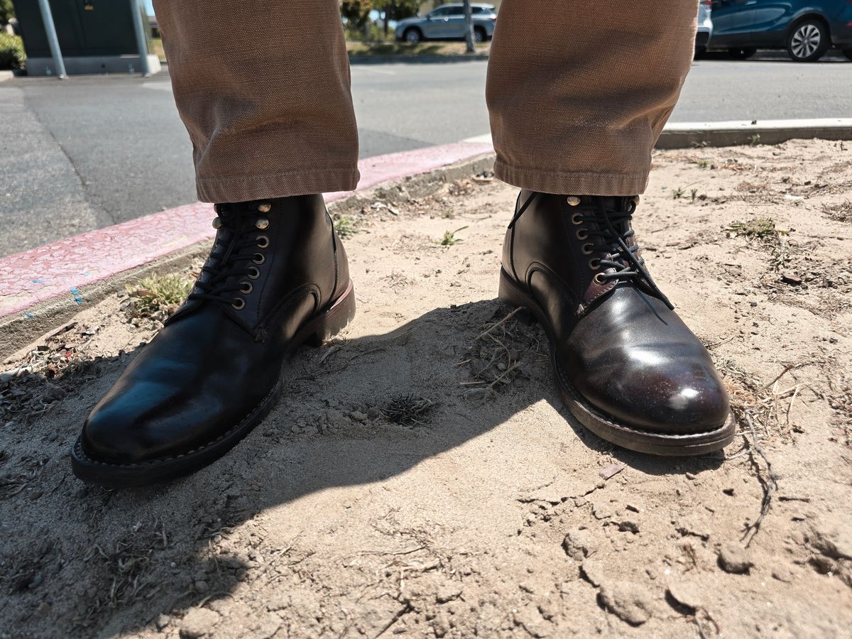 Photo by LeeRoss on May 20, 2025 of the Al's Attire Hand Made Type 1 Service Boot in Horween Brown Chromexcel Horsehide.