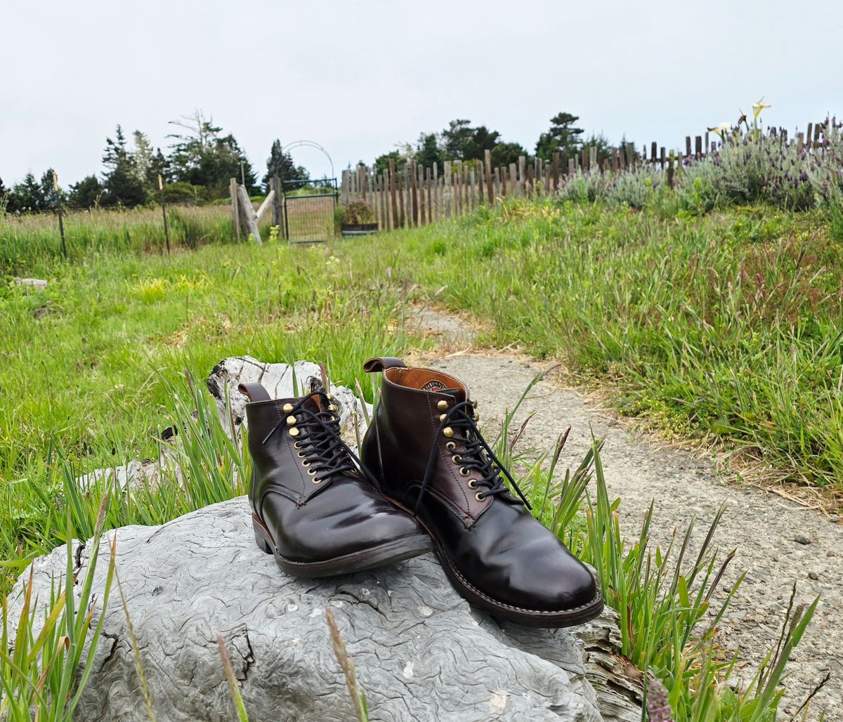 Photo by LeeRoss on June 9, 2025 of the Al's Attire Hand Made Type 1 Service Boot in Horween Brown Chromexcel Horsehide.