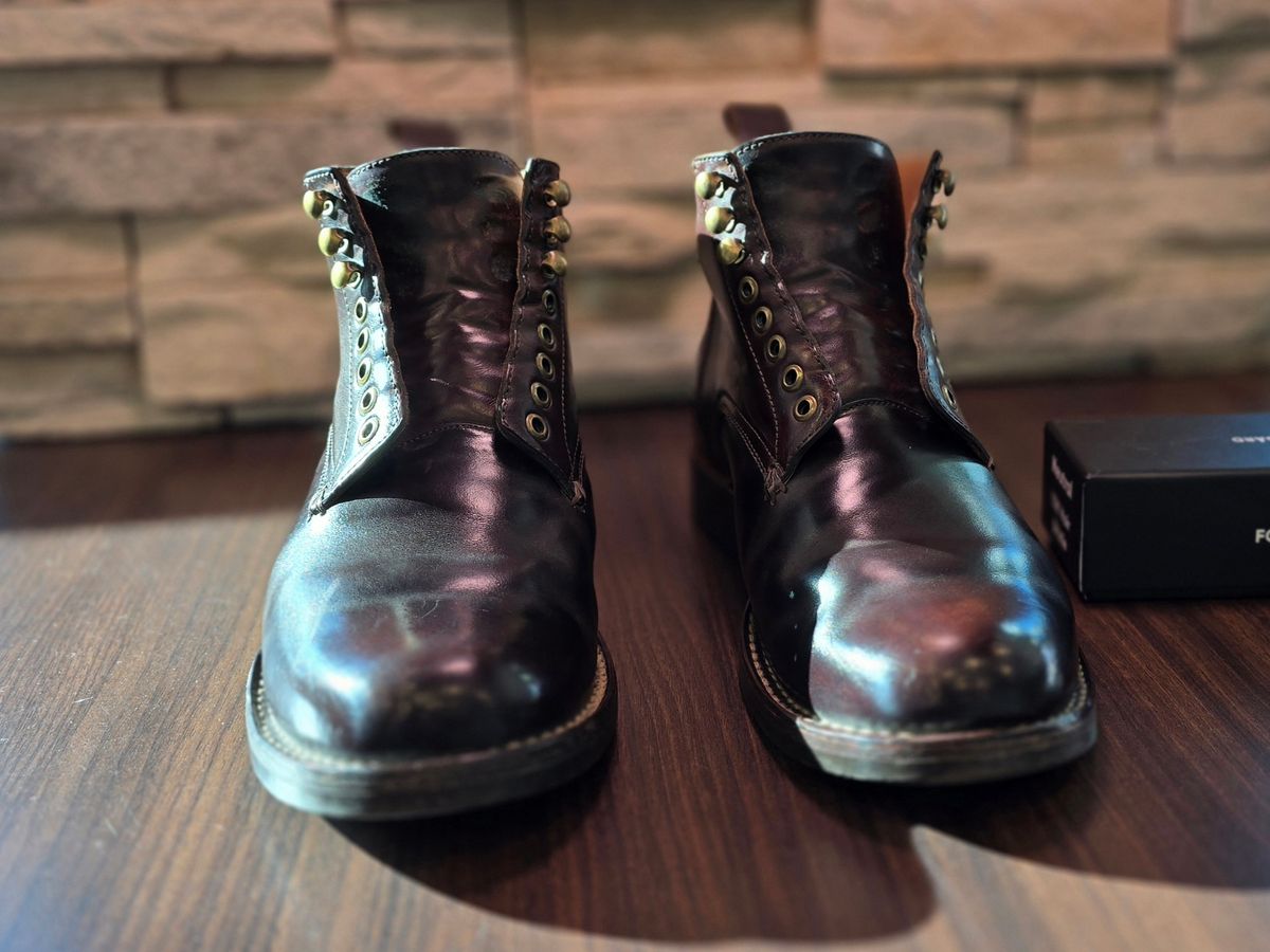 Photo by LeeRoss on September 2, 2025 of the Al's Attire Hand Made Type 1 Service Boot in Horween Brown Chromexcel Horsehide.