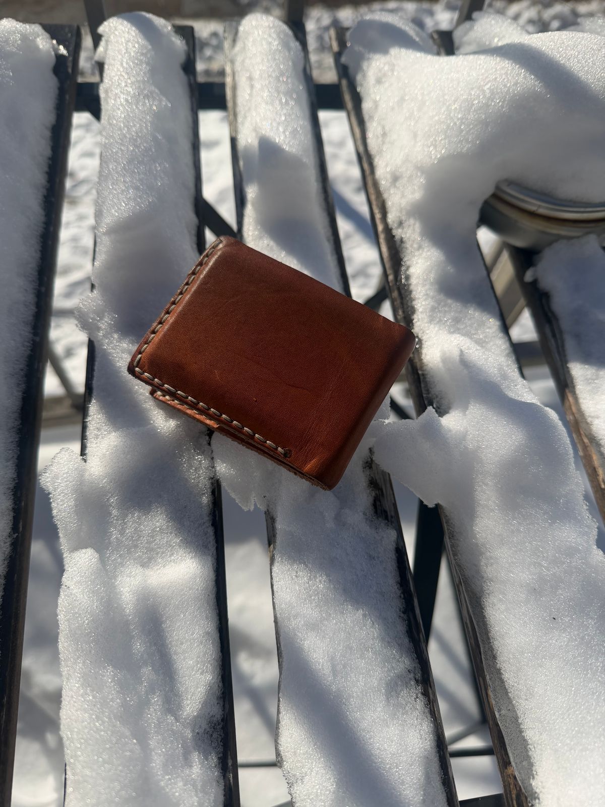 Photo by nitrocelluloseballoon on December 4, 2025 of the Self-Made Bifold Wallet in English Bridle Tan.