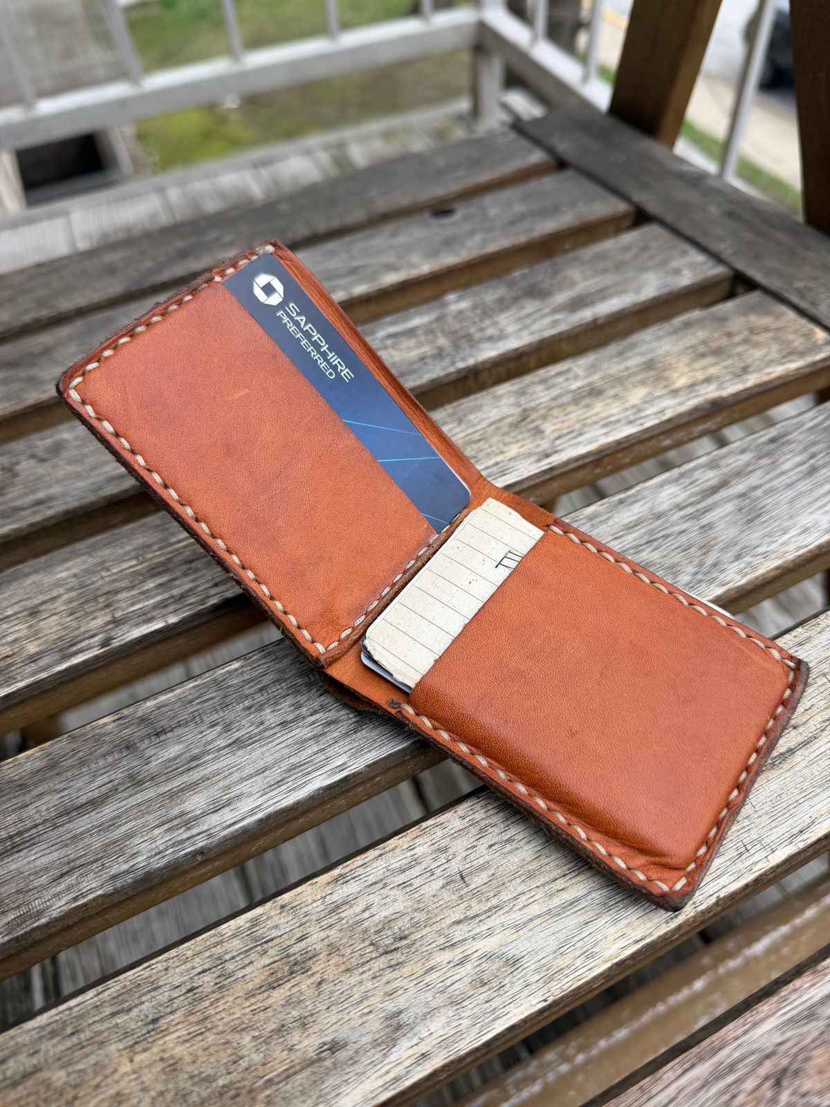 Photo by nitrocelluloseballoon on April 5, 2026 of the Self-Made Bifold Wallet in English Bridle Tan.