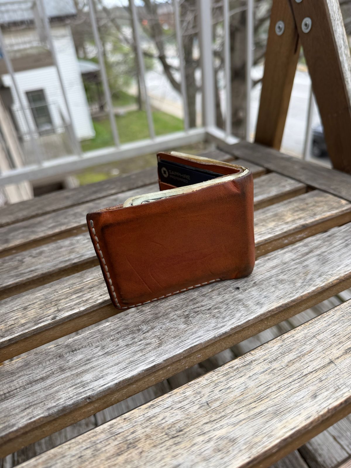 Photo by nitrocelluloseballoon on April 5, 2026 of the Self-Made Bifold Wallet in English Bridle Tan.