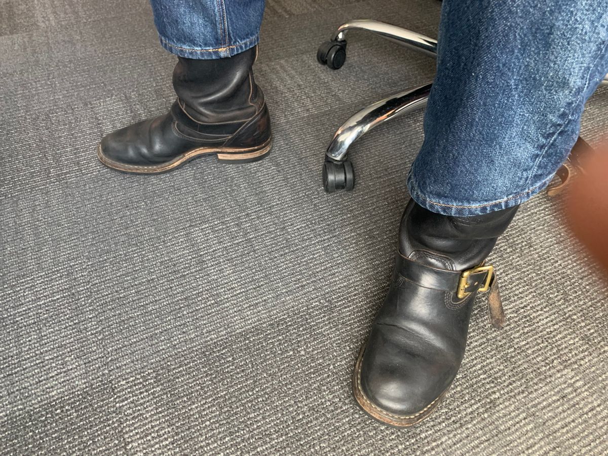 Photo by SlinkyVagabond on September 4, 2025 of the White's x Max Schaaf 4Q Riding Boot in Horween Black Chromexcel.