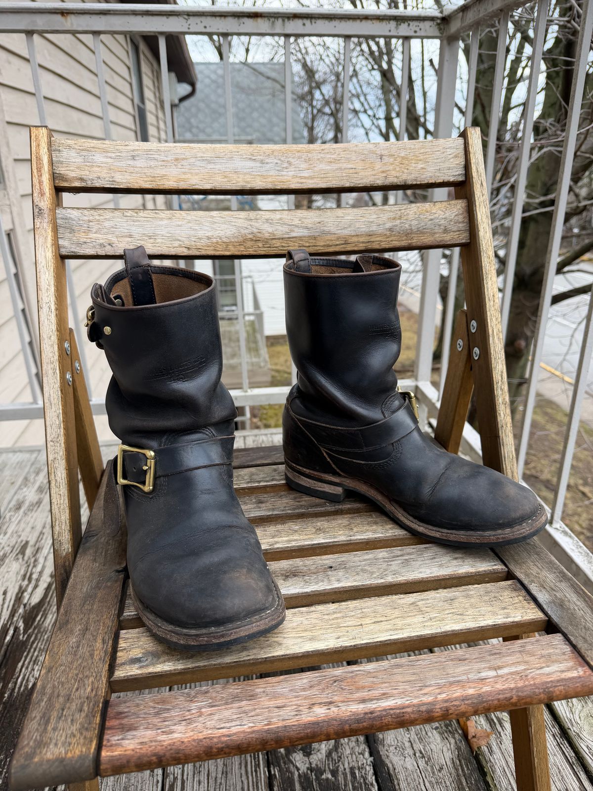 Photo by nitrocelluloseballoon on March 5, 2026 of the White's x Max Schaaf 4Q Riding Boot in Horween Black Chromexcel.