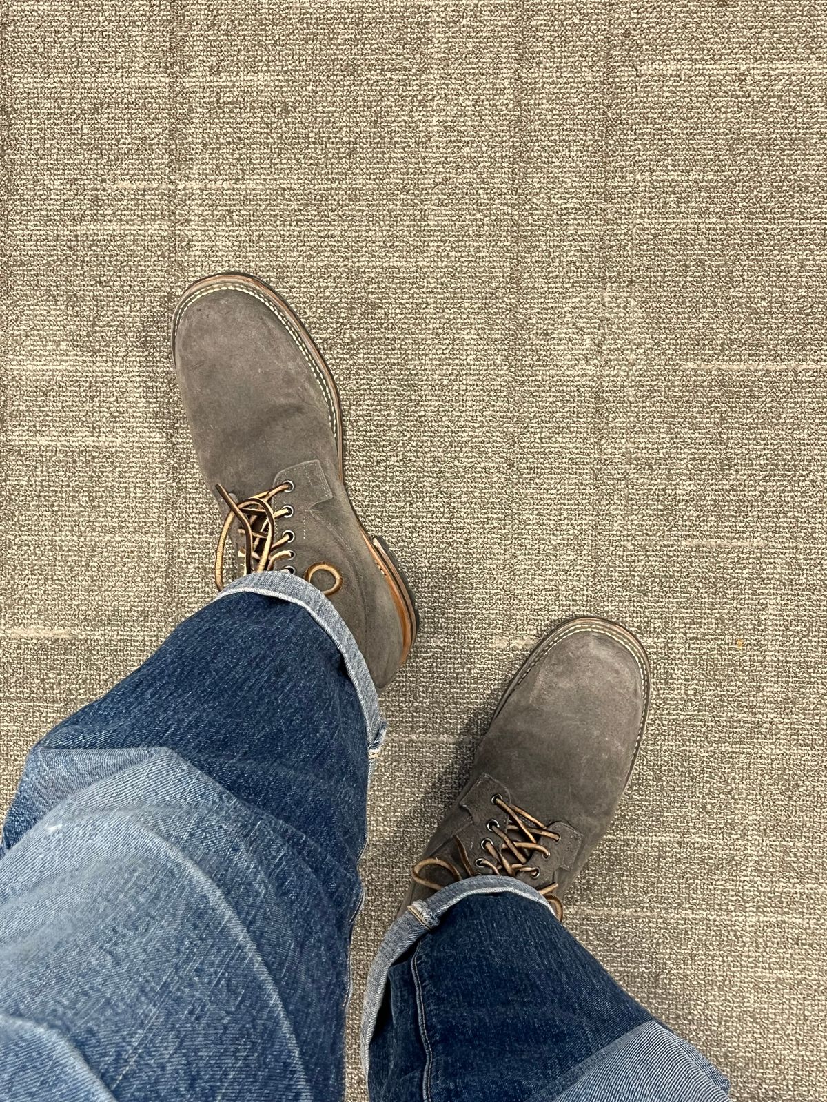 Photo by MukMukSifu on January 21, 2026 of the Viberg Country Boot in C.F. Stead Anthracite Waxed Roughout.