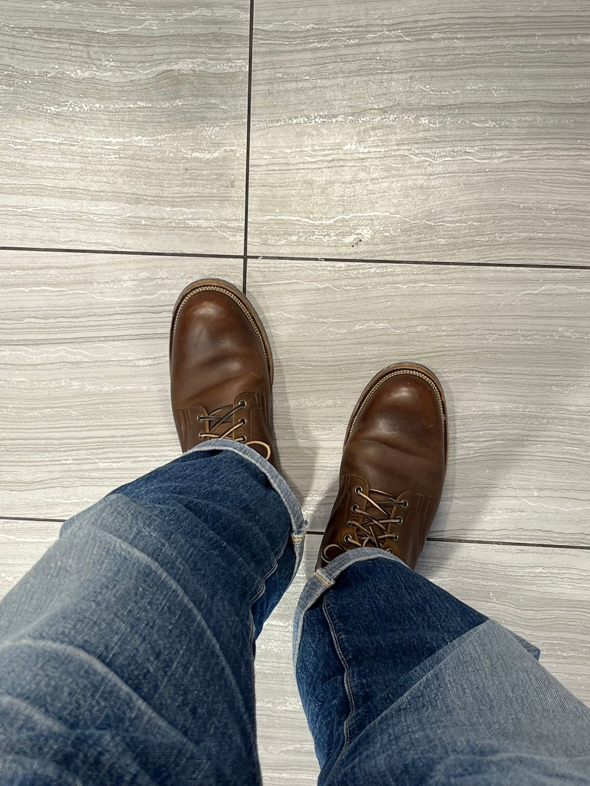 Photo by MukMukSifu on January 20, 2026 of the Viberg Service Boot in Horween Wheat Predator.