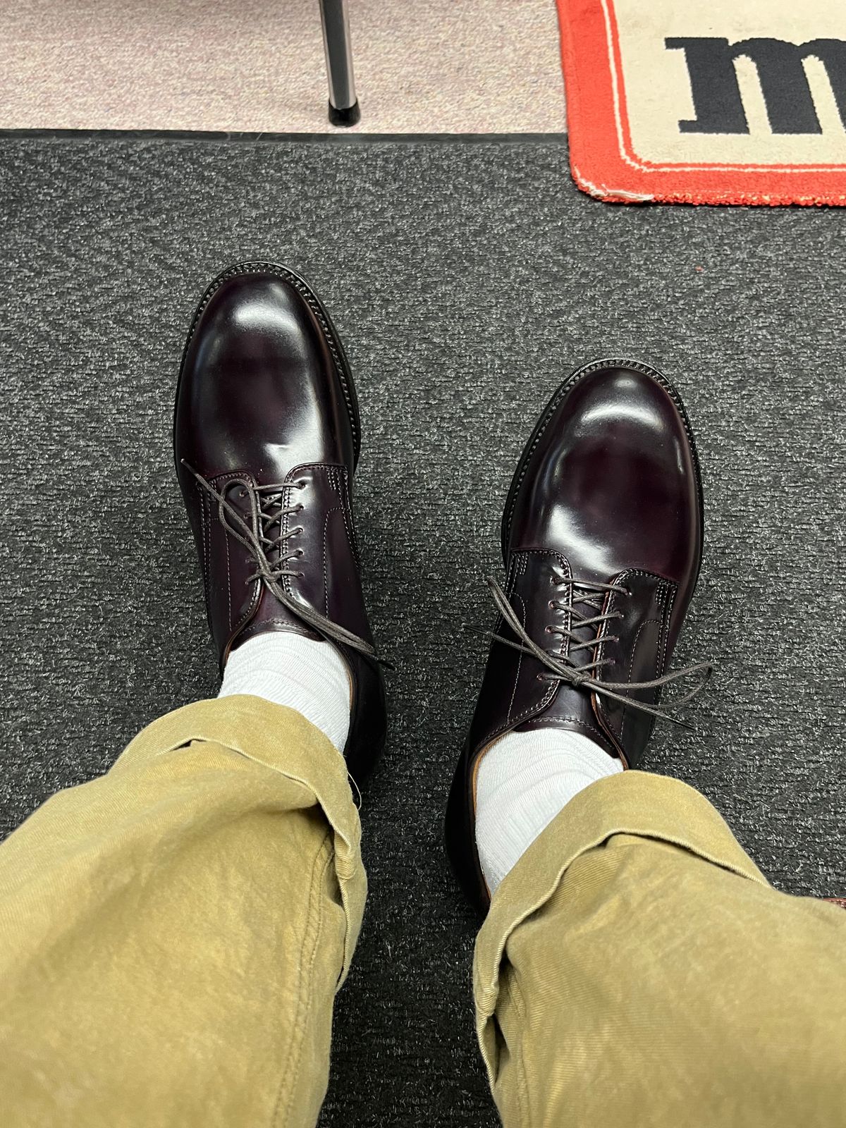 Photo by MukMukSifu on August 7, 2025 of the Alden Plain Toe Blucher in Horween Color 8 Shell Cordovan.