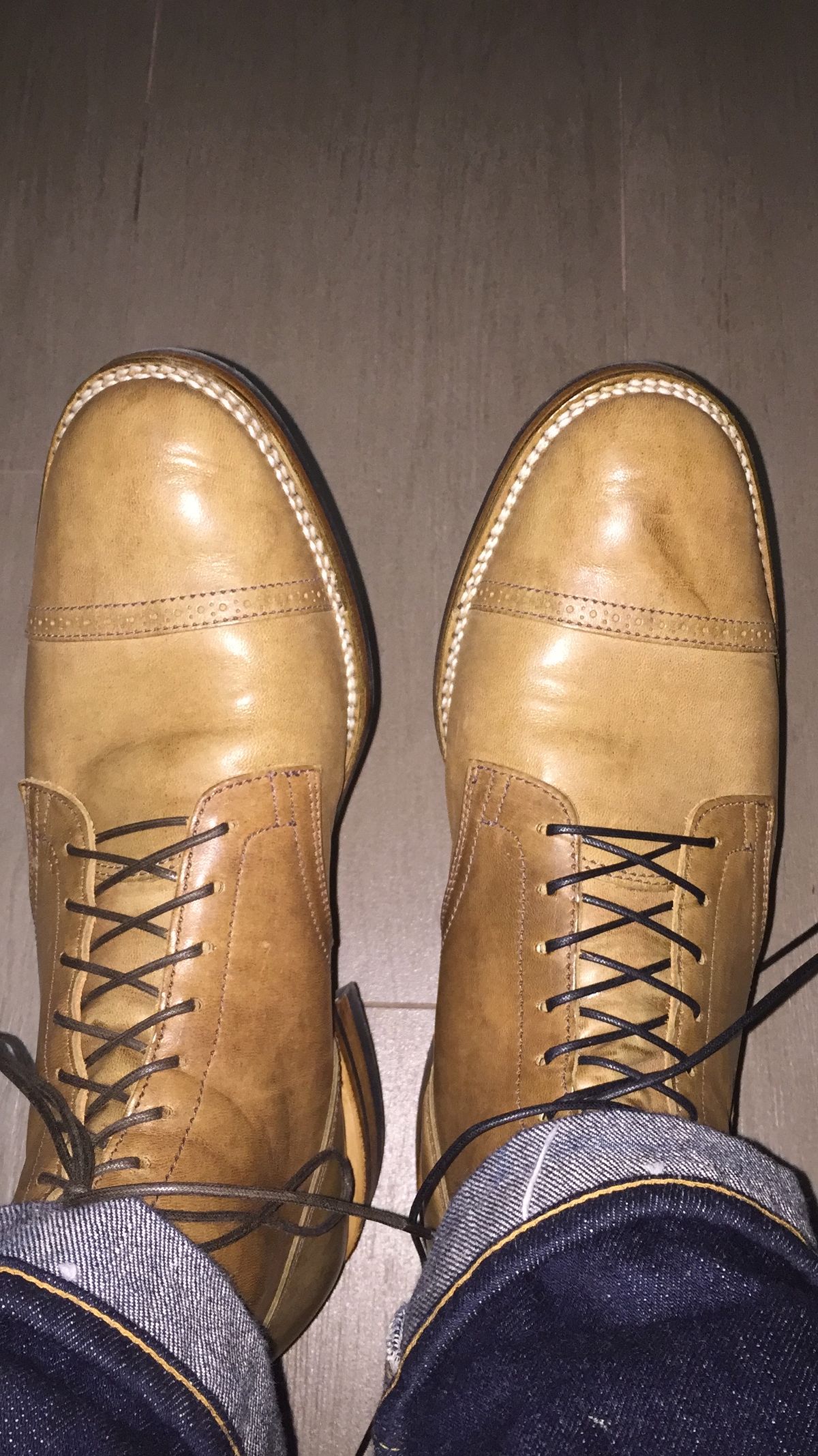 Photo by MukMukSifu on June 30, 2018 of the Viberg Service Boot BCT in Maryam Honey Tanned Hosrehide.
