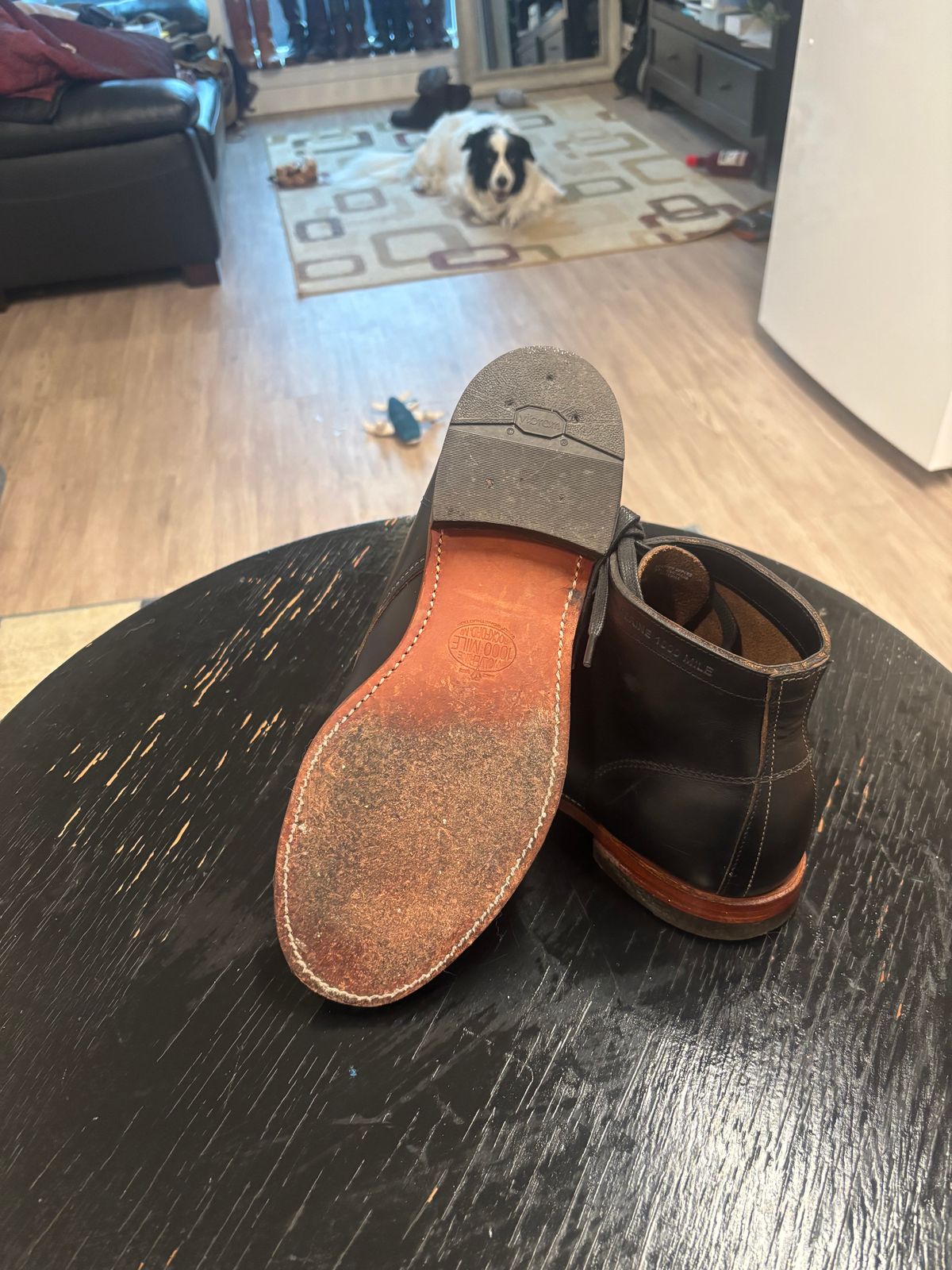 Photo by ZachJBOOTS on April 28, 2026 of the Wolverine 1000 Mile Plain-Toe Boot in Horween Black Chromexcel.