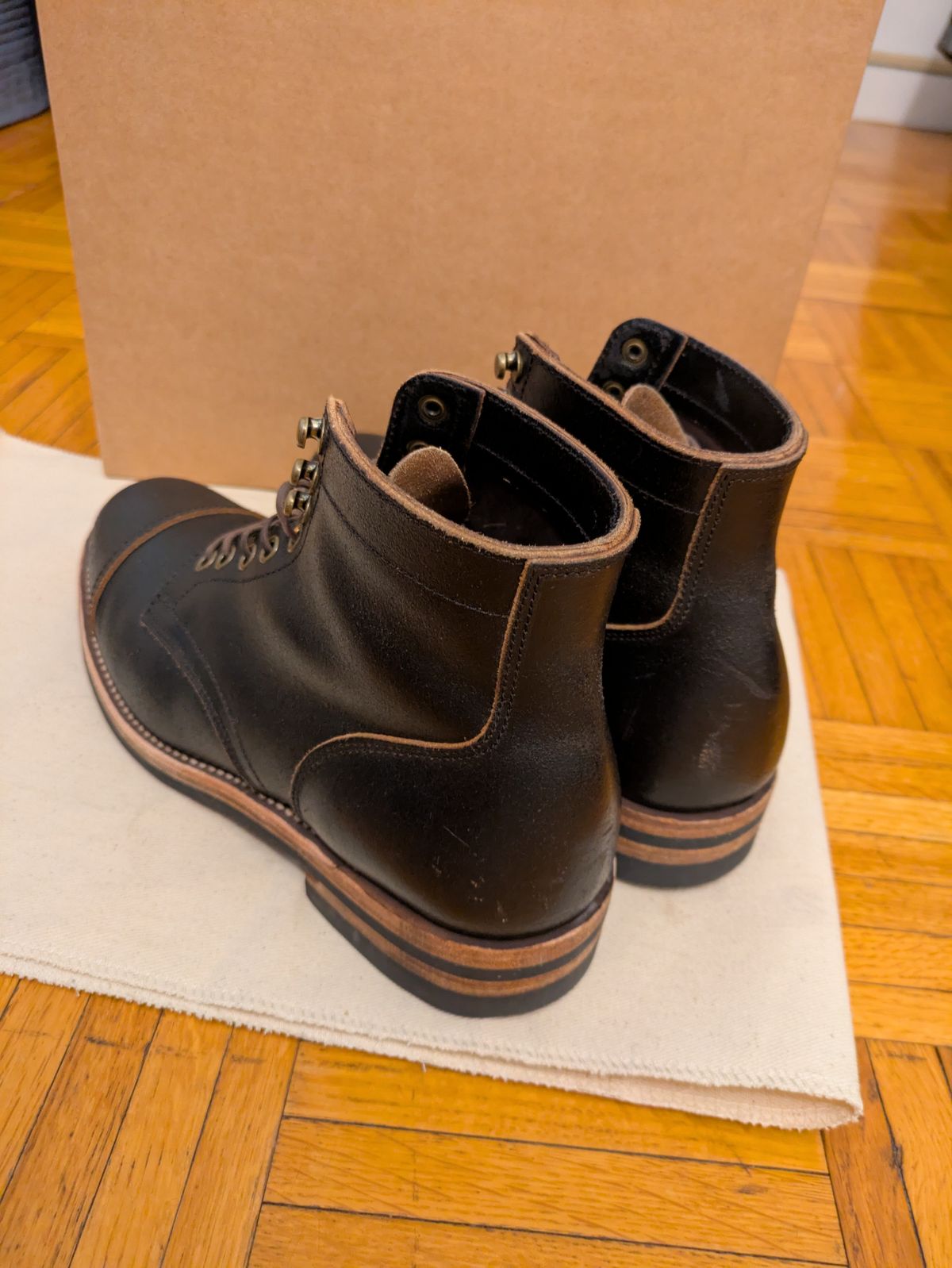 Photo by LaserKiwi on May 16, 2026 of the Luosjiet CapToe Service Boot in PrimeAsia Black Waxed Flesh.