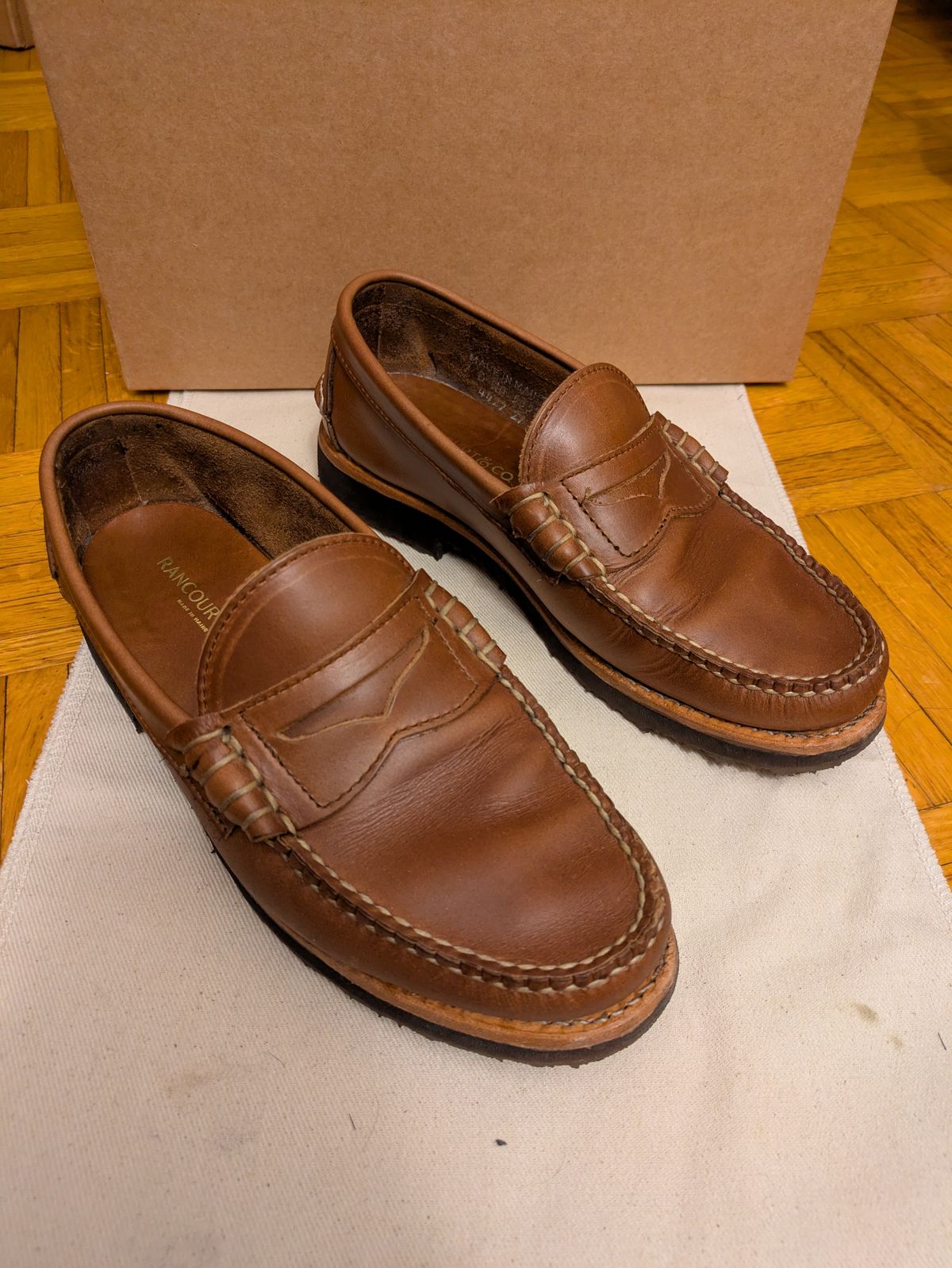 Photo by LaserKiwi on May 18, 2026 of the Rancourt & Co. Beefroll Penny Loafers LH in Horween Natural Chromexcel.