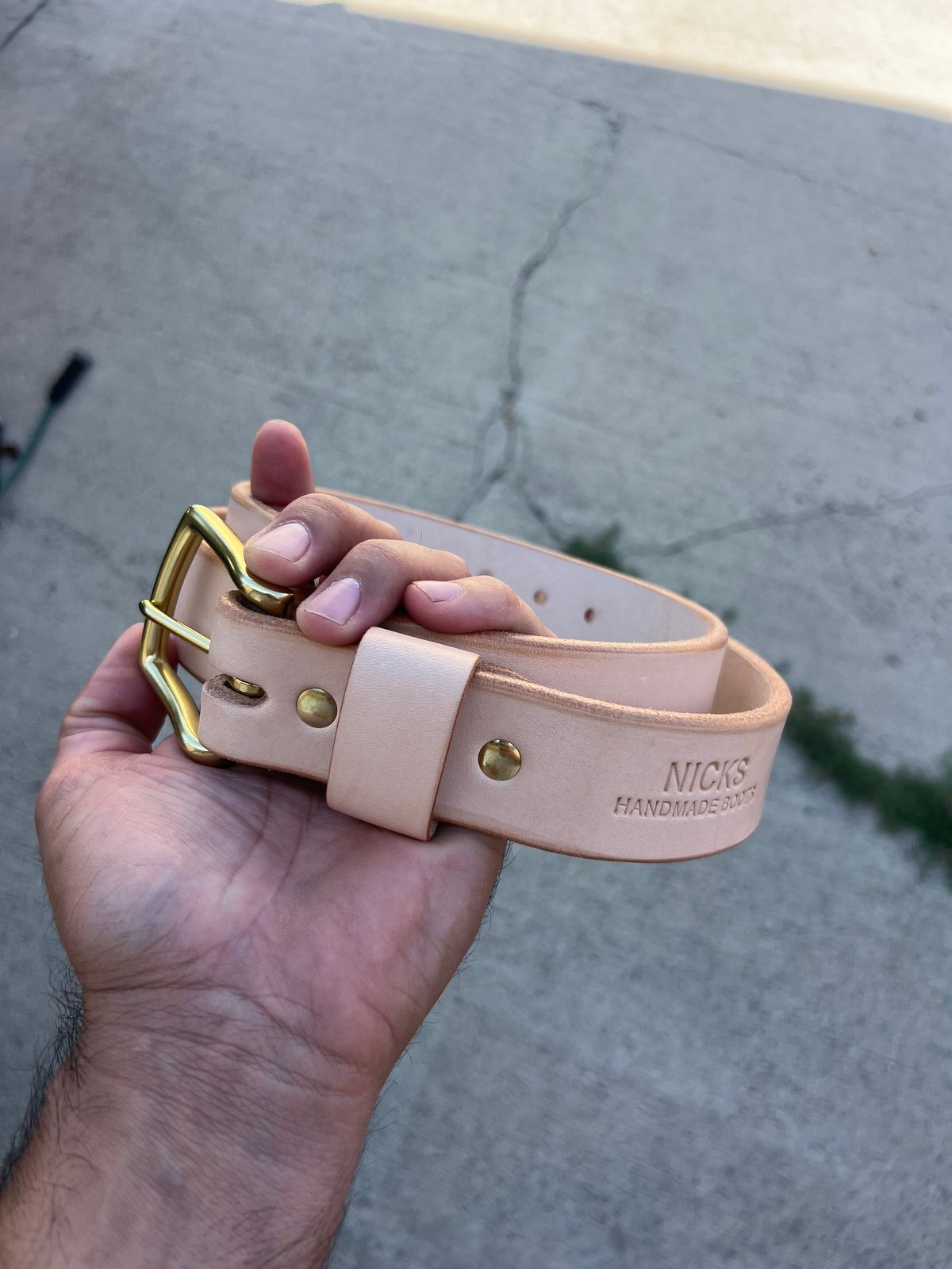 Photo by jessejames_c on September 30, 2025 of the Nicks Heavy Duty Work Belt in Wickett & Craig Natural Veg Tan.