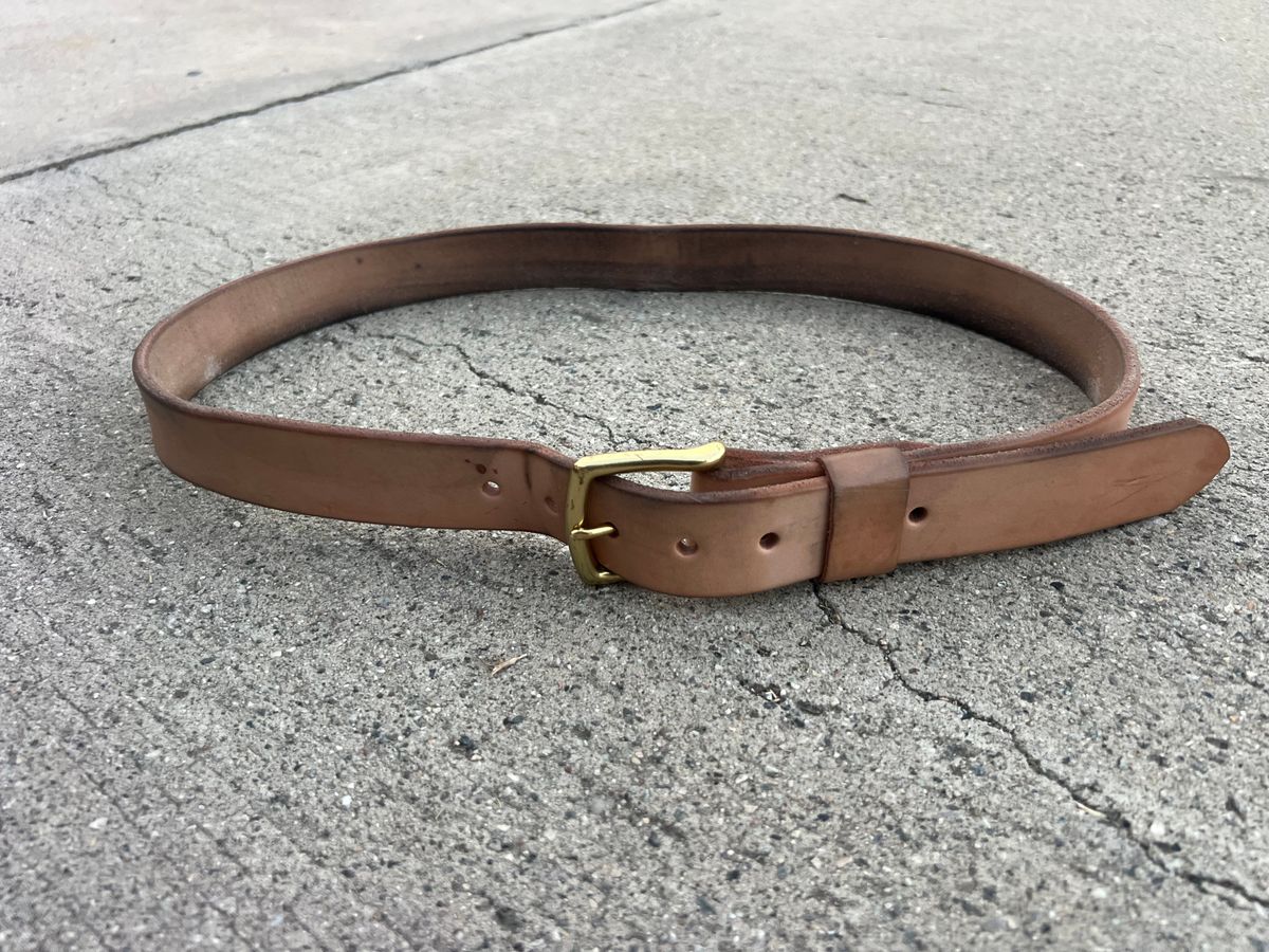 Photo by jessejames_c on November 4, 2025 of the Nicks Heavy Duty Work Belt in Wickett & Craig Natural Veg Tan.