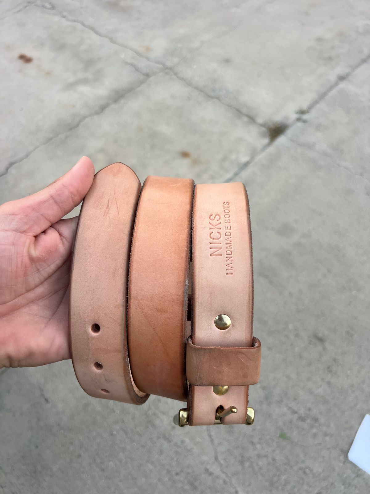 Photo by jessejames_c on November 4, 2025 of the Nicks Heavy Duty Work Belt in Wickett & Craig Natural Veg Tan.