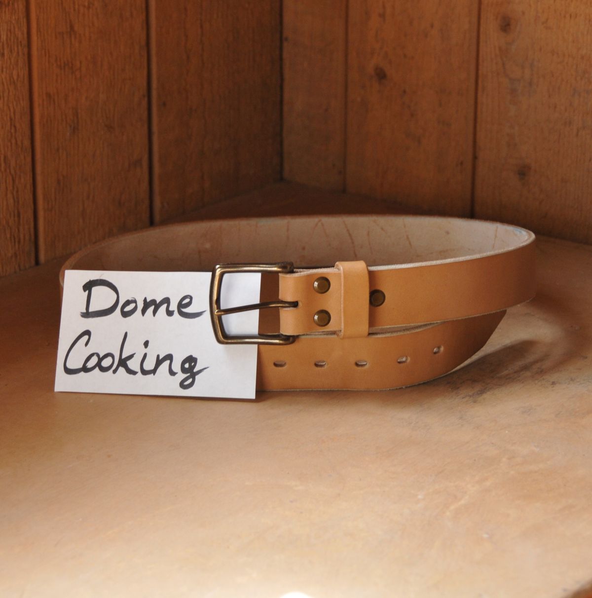 Photo by Lazarey on November 1, 2025 of the Carmine Jack Leather Oak Bark Shipyard Belt in J&FJ Baker Natural Oak Bark Tanned Bridle, 16oz.