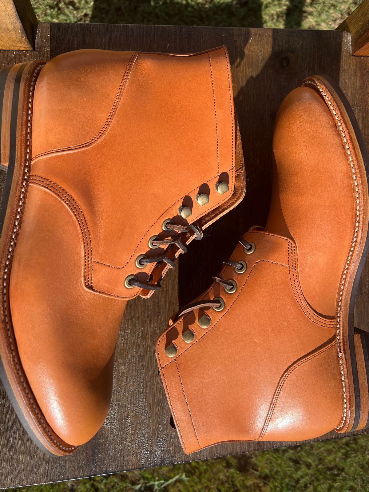 Photo by ChristianD on October 2, 2025 of the Grant Stone Diesel Boot in Horween Tan Essex.