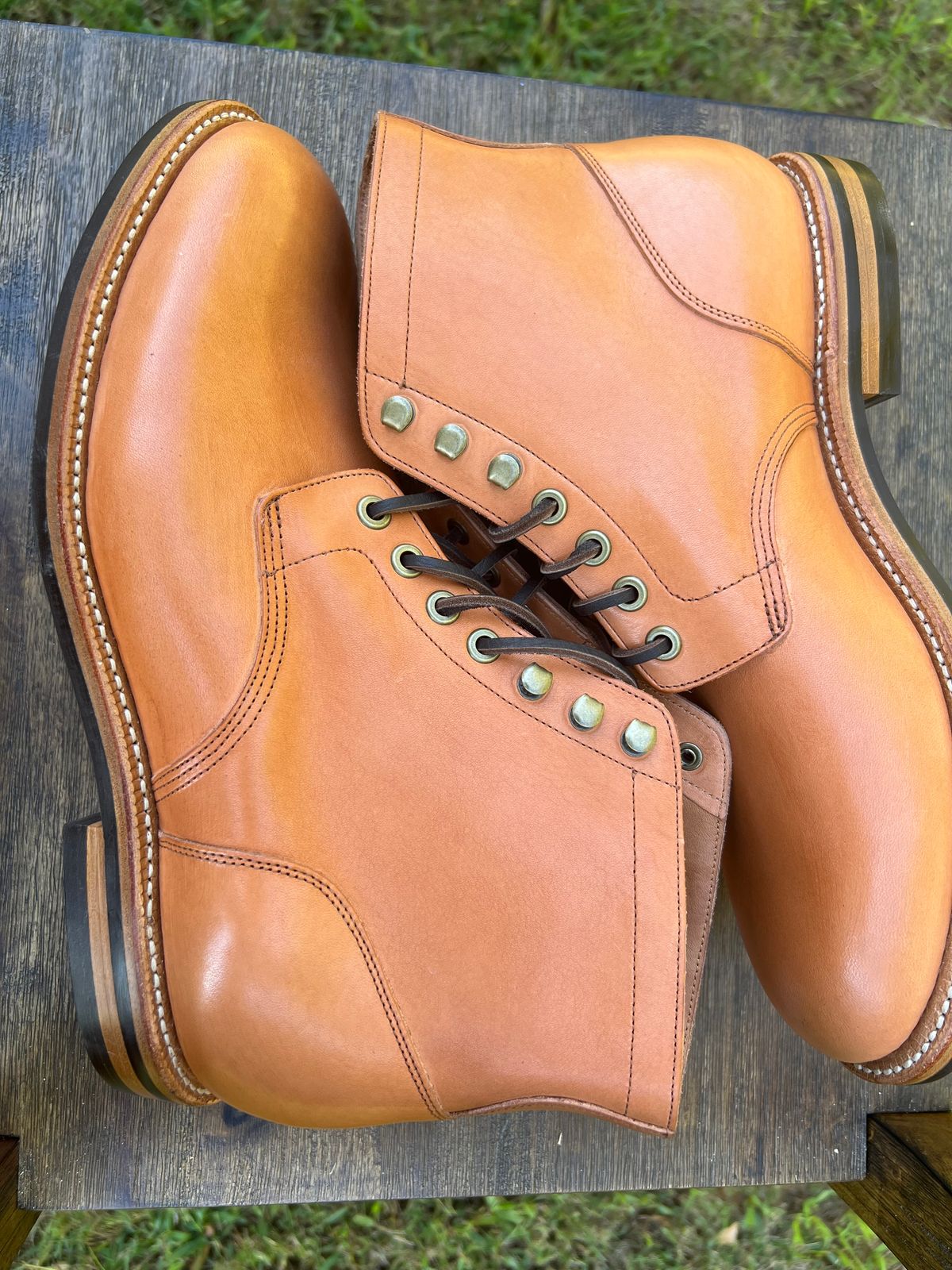 Photo by ChristianD on October 2, 2025 of the Grant Stone Diesel Boot in Horween Tan Essex.