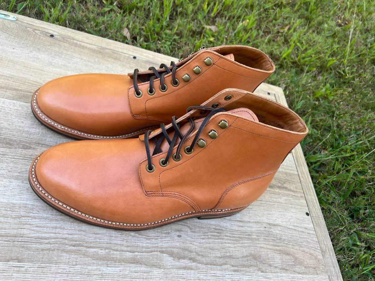 Photo by ChristianD on October 2, 2025 of the Grant Stone Diesel Boot in Horween Tan Essex.