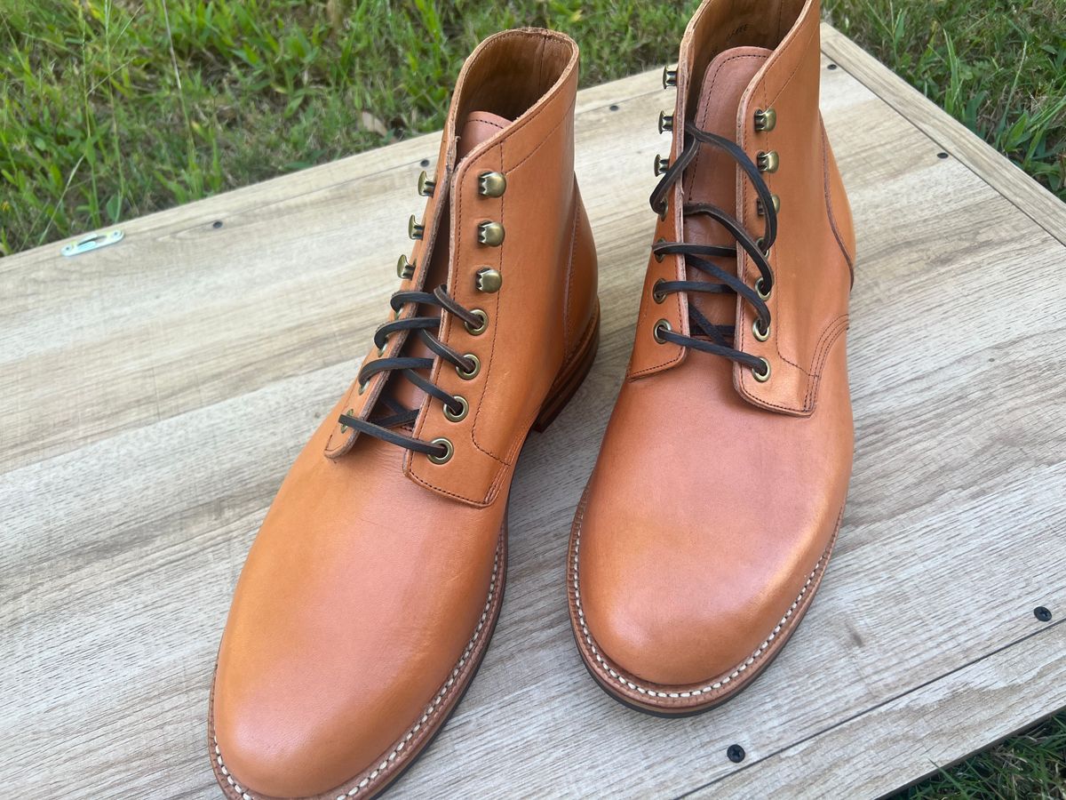 Photo by ChristianD on October 2, 2025 of the Grant Stone Diesel Boot in Horween Tan Essex.