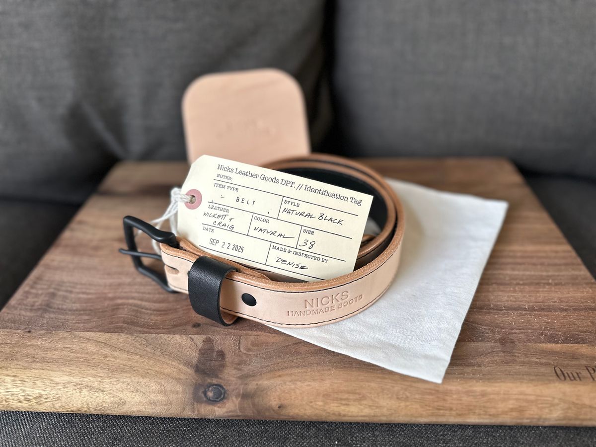 Photo by jfs1215 on September 30, 2025 of the Nicks Blackout Belt in Wickett & Craig Natural Veg Tan.