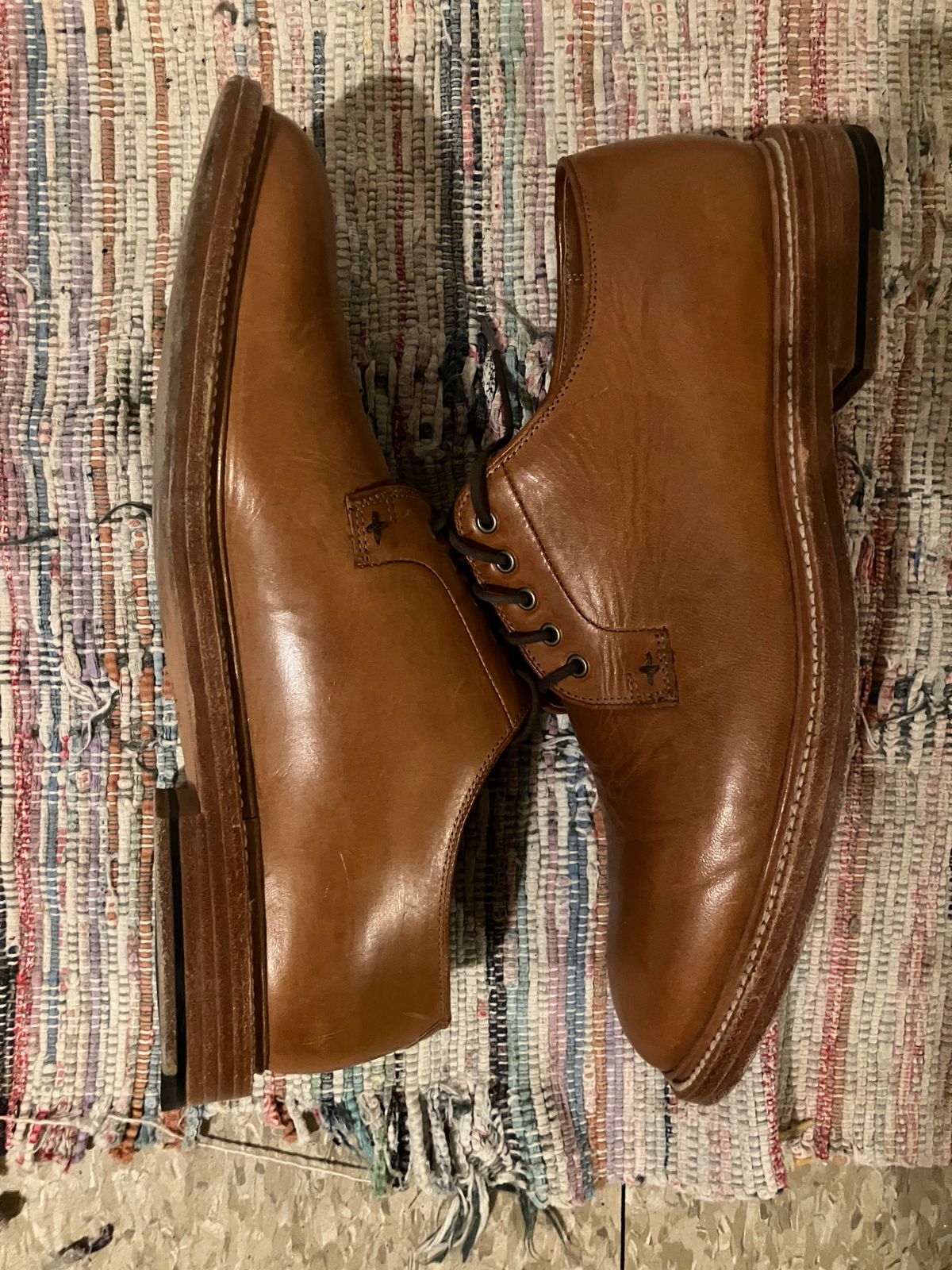 Photo by yoemanrandcorp on March 6, 2025 of the Grant Stone Plain Toe Blucher in Badalassi Carlo Saddle Tan Minerva.