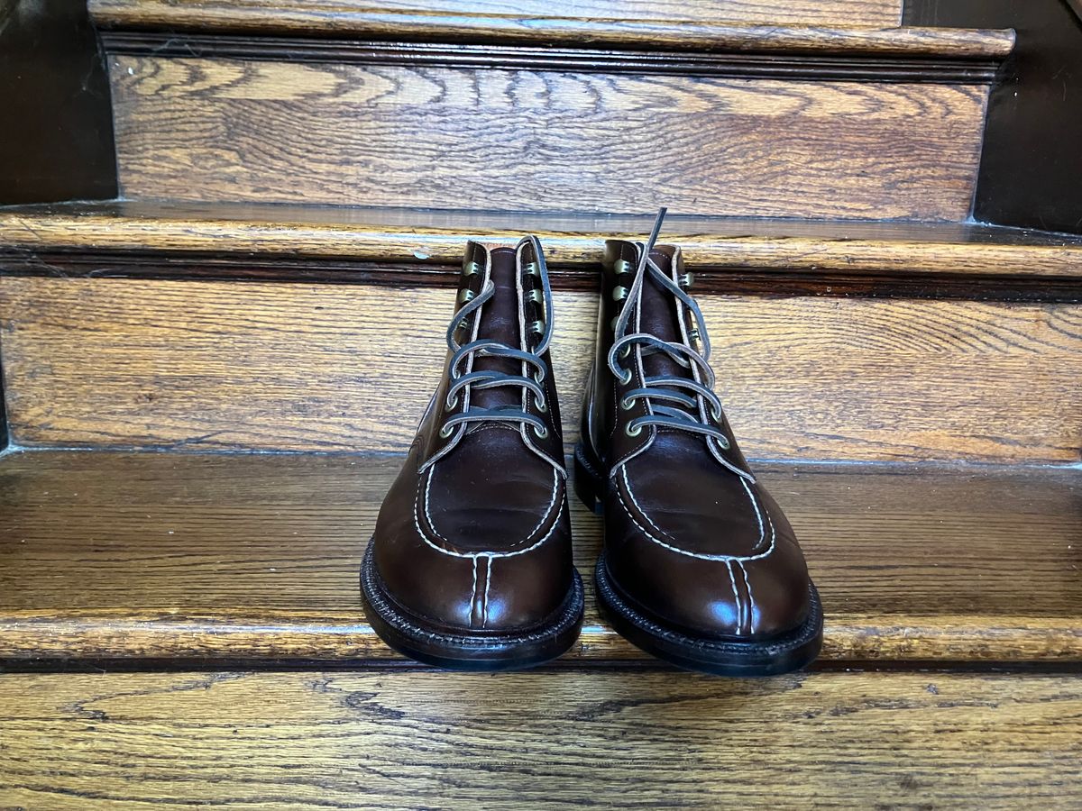 Photo by yoemanrandcorp on October 1, 2025 of the Grant Stone Ottawa Boot in Horween Crimson Chromexcel.