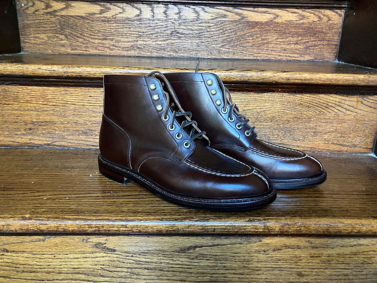 Photo by yoemanrandcorp on October 1, 2025 of the Grant Stone Ottawa Boot in Horween Crimson Chromexcel.