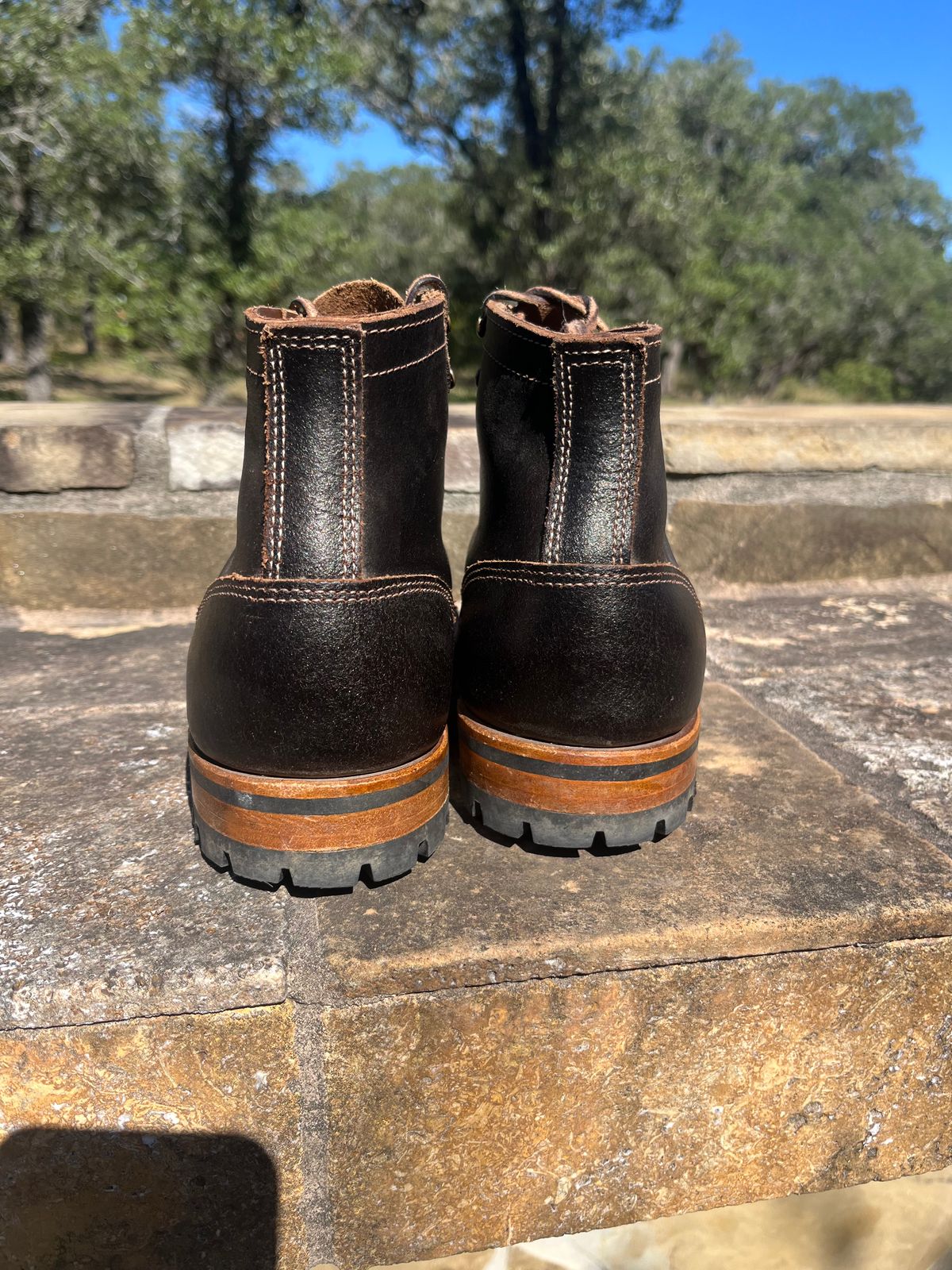 Photo by Grumpy on November 2, 2025 of the Truman Plain Toe Boot in Horween Java Waxed Flesh.