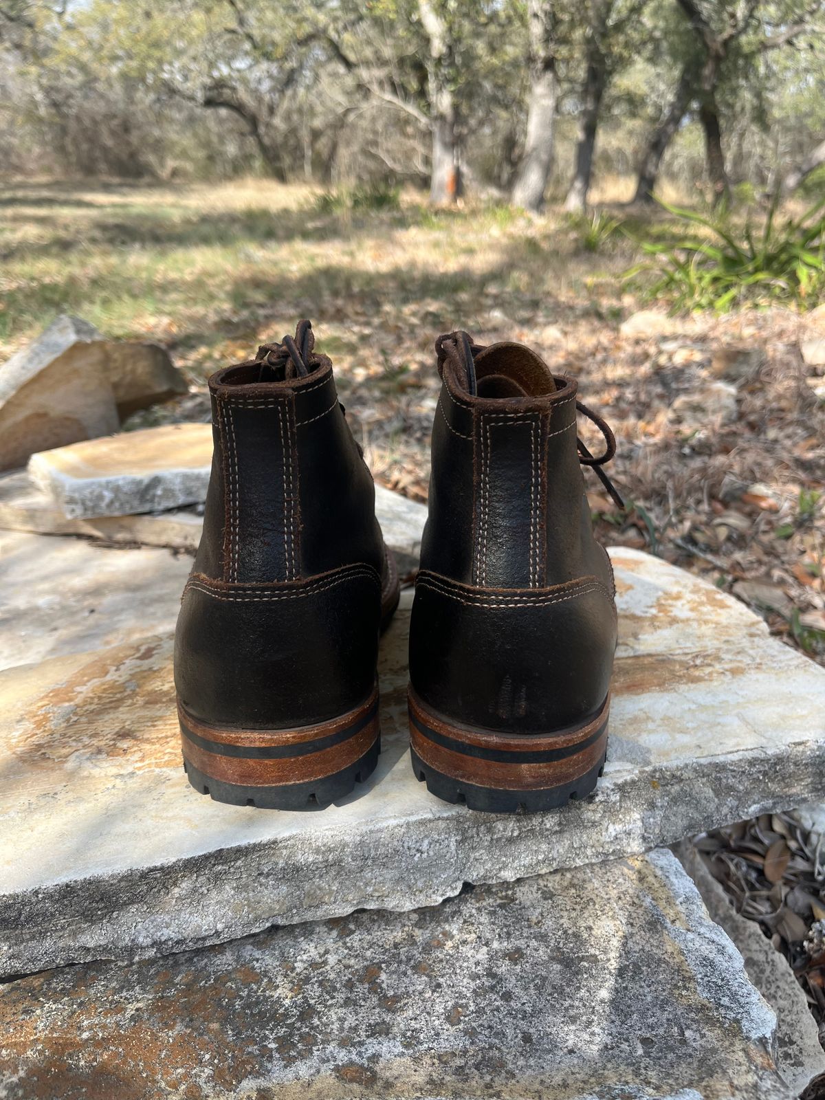 Photo by Grumpy on March 4, 2026 of the Truman Plain Toe Boot in Horween Java Waxed Flesh.