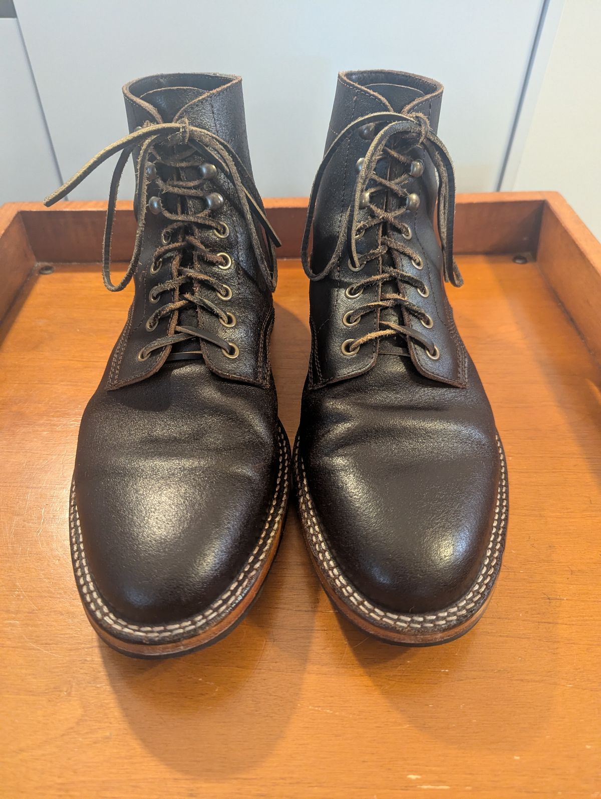 Photo by MrMister on December 6, 2025 of the Parkhurst The Allen in Horween Dark Brown Waxed Flesh.