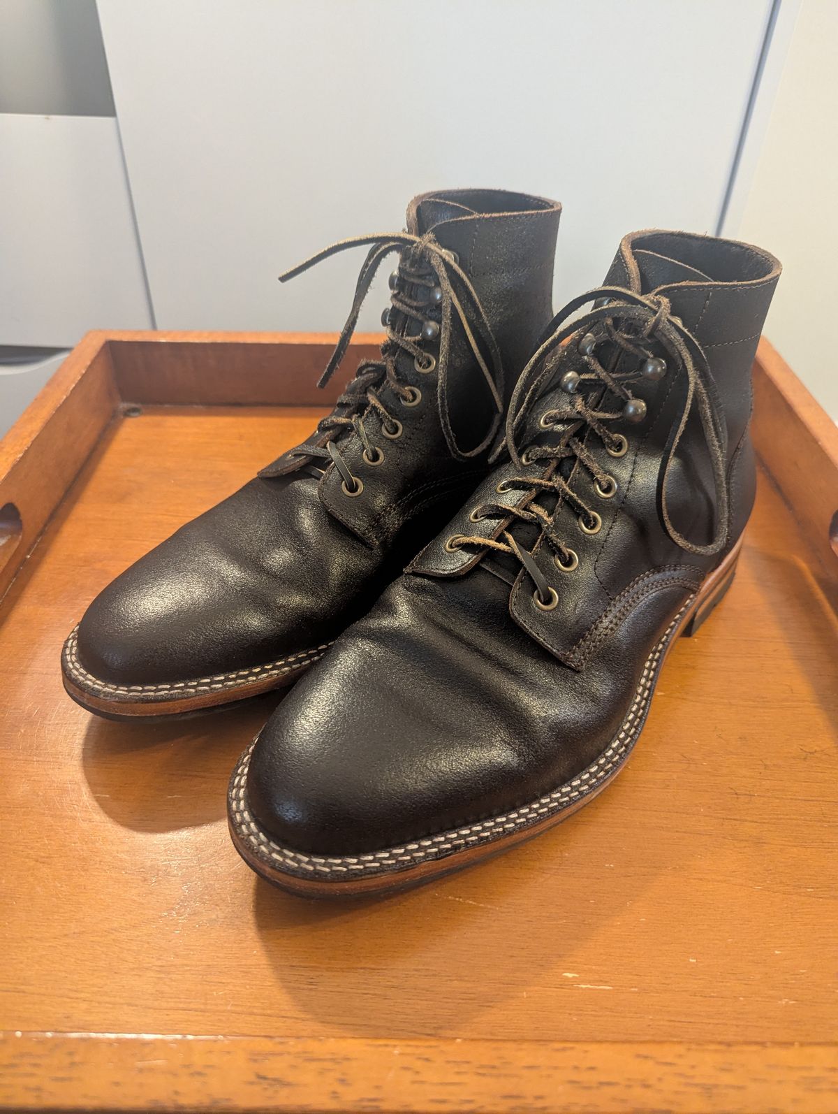 Photo by MrMister on December 6, 2025 of the Parkhurst The Allen in Horween Dark Brown Waxed Flesh.