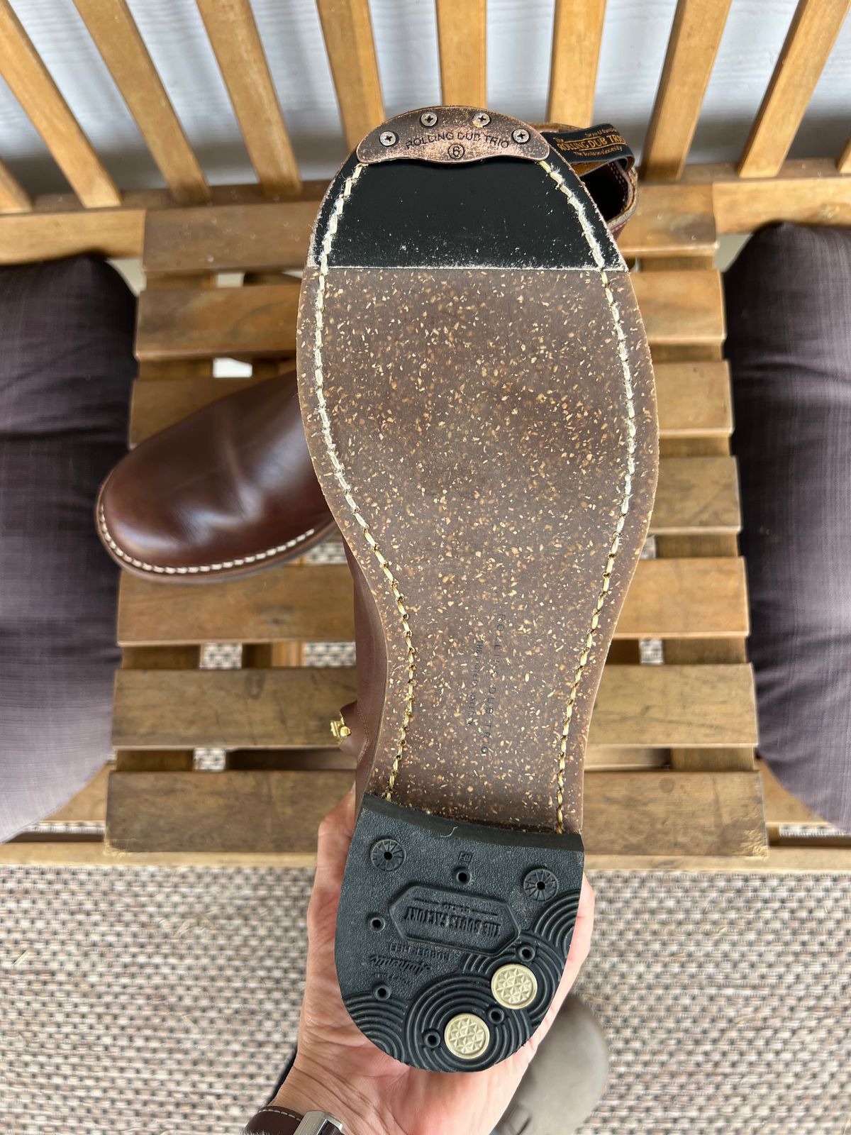 Photo by Manny_Quixote on April 9, 2026 of the Rolling Dub Trio Casper Boot in Horween Brown Chromexcel.