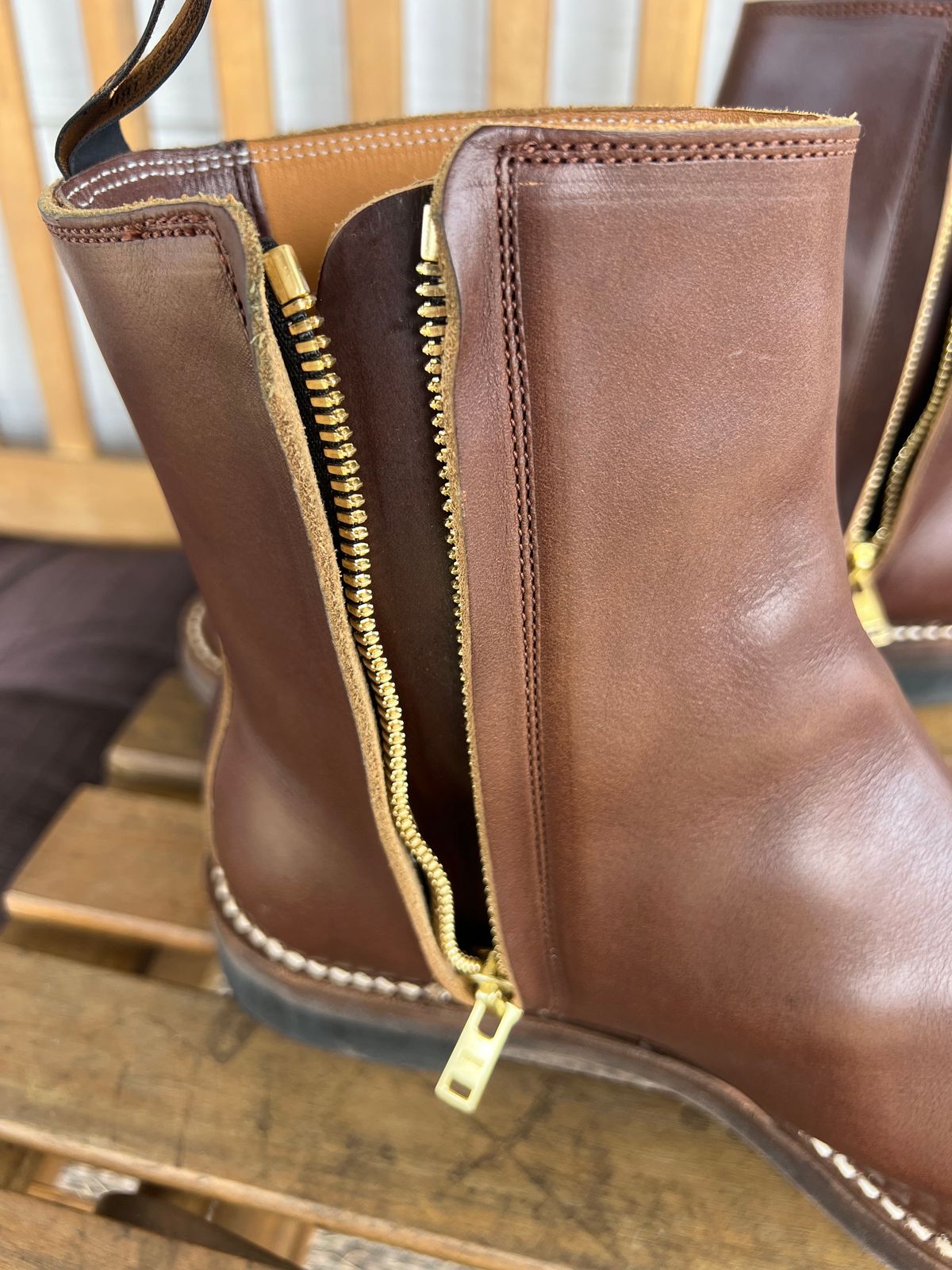 Photo by Manny_Quixote on April 9, 2026 of the Rolling Dub Trio Casper Boot in Horween Brown Chromexcel.