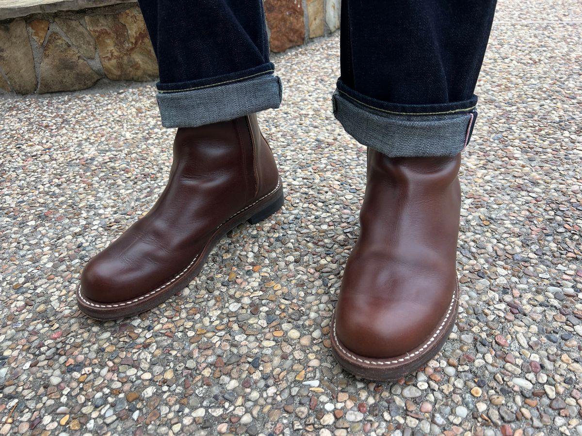Photo by Manny_Quixote on April 20, 2026 of the Rolling Dub Trio Casper Boot in Horween Brown Chromexcel.