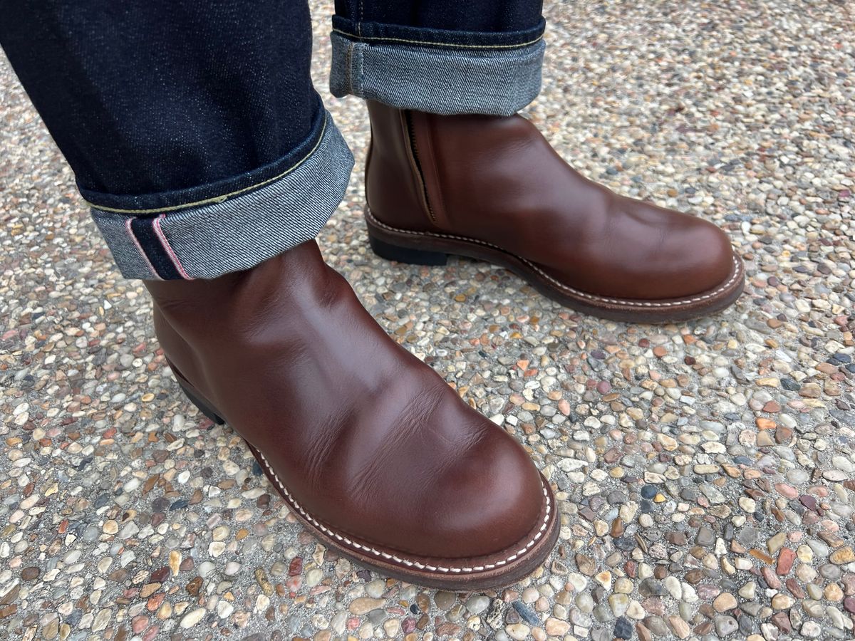 Photo by Manny_Quixote on April 20, 2026 of the Rolling Dub Trio Casper Boot in Horween Brown Chromexcel.