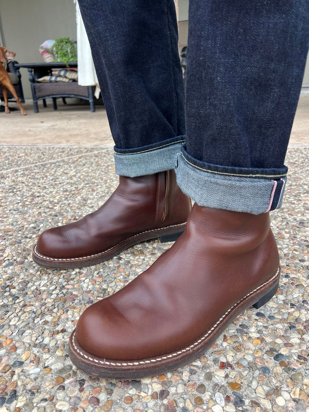 Photo by Manny_Quixote on April 20, 2026 of the Rolling Dub Trio Casper Boot in Horween Brown Chromexcel.