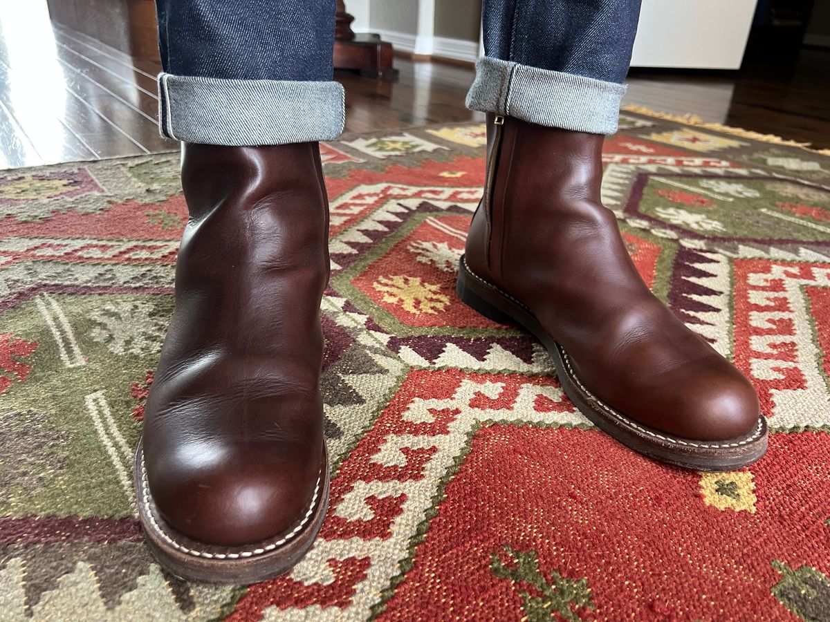 Photo by Manny_Quixote on April 30, 2026 of the Rolling Dub Trio Casper Boot in Horween Brown Chromexcel.