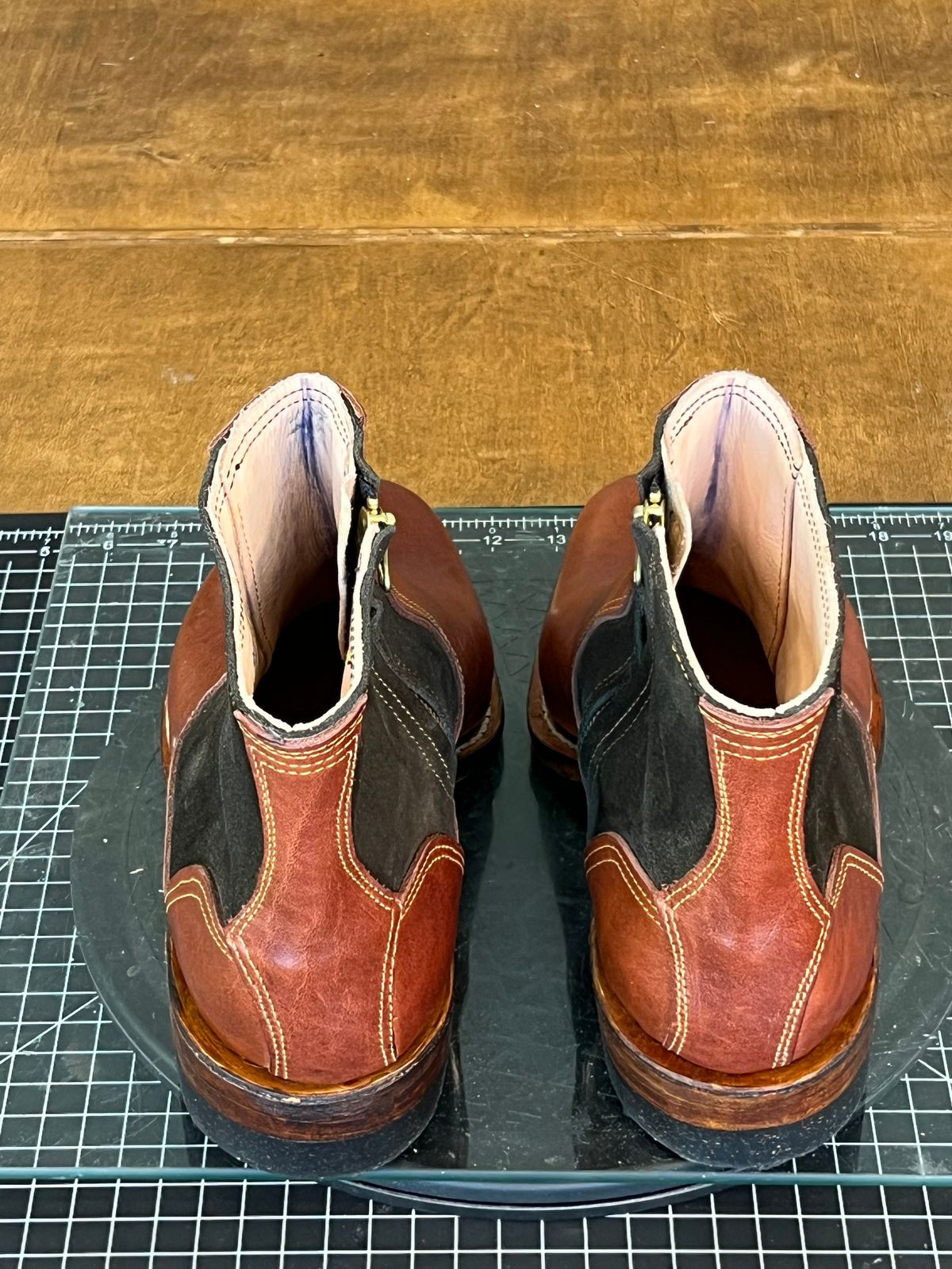 Photo by kitchen.table.boots on October 2, 2024 of the Self-Made Zip Boot in S.B Foot - Unknown & C.F. Stead Loden Repello Calf Suede.
