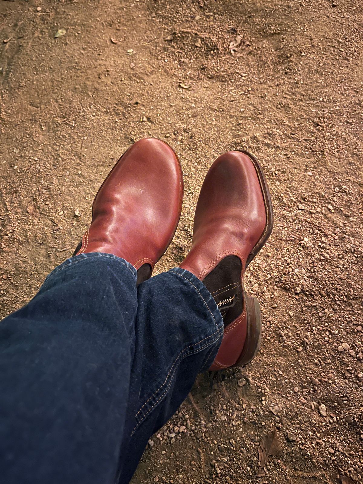 Photo by kitchen.table.boots on October 4, 2024 of the Self-Made Zip Boot in S.B Foot - Unknown & C.F. Stead Loden Repello Calf Suede.