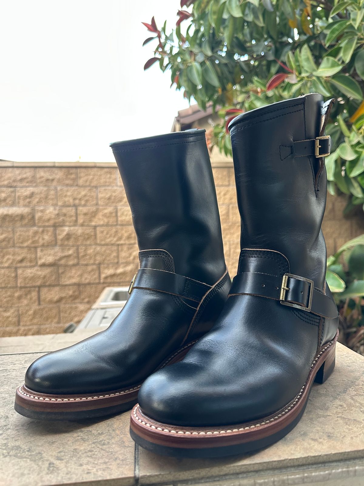 Photo by chriscanecoffee on January 5, 2025 of the John Lofgren Wabash Engineer Boots in Horween Black Chromexcel.