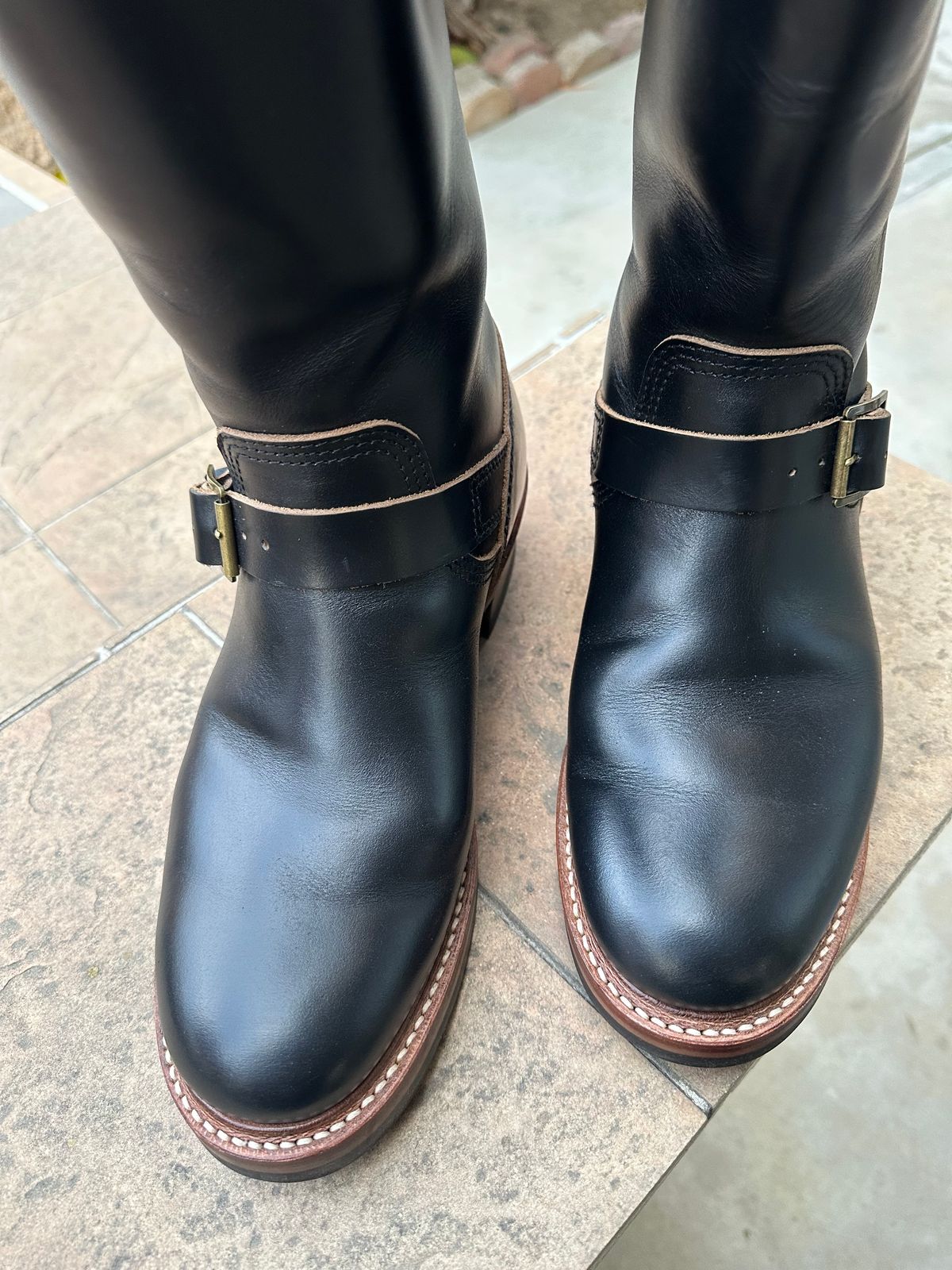 Photo by chriscanecoffee on January 5, 2025 of the John Lofgren Wabash Engineer Boots in Horween Black Chromexcel.