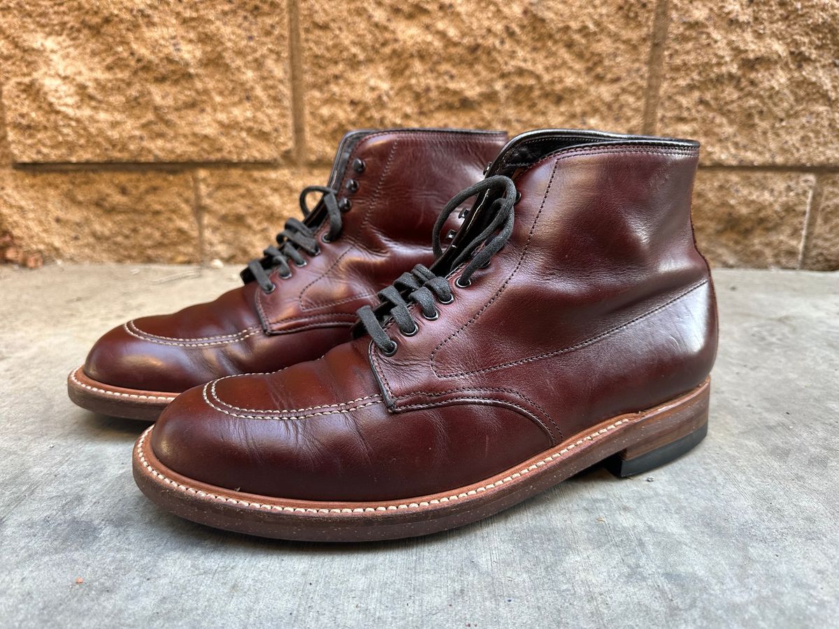 Photo by chriscanecoffee on January 1, 2025 of the Alden Indy Boot in Horween Brown Chromexcel.