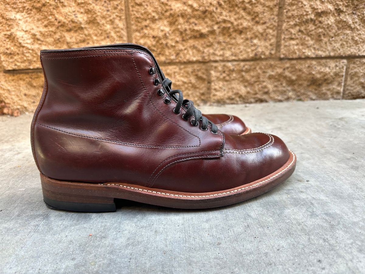 Photo by chriscanecoffee on January 1, 2025 of the Alden Indy Boot in Horween Brown Chromexcel.