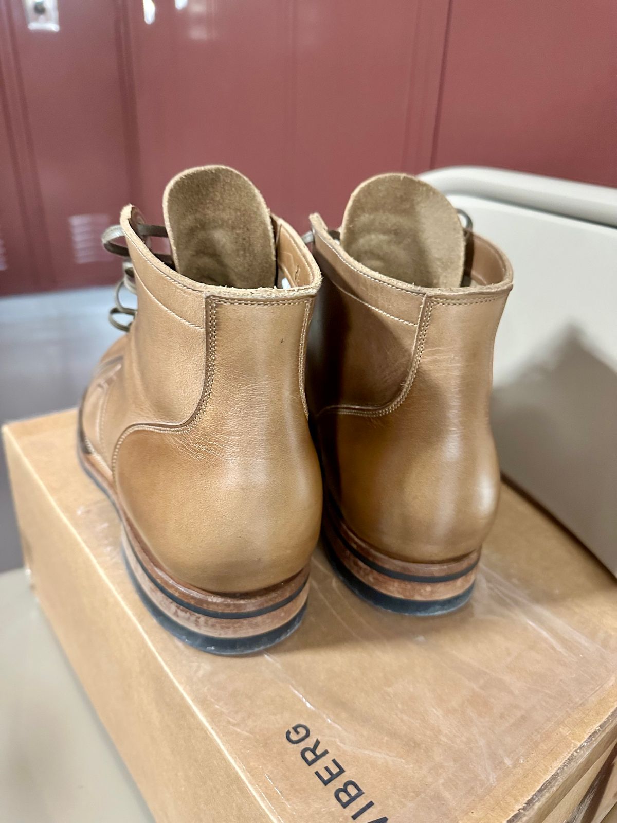 Photo by malagisi1212alm on March 3, 2025 of the Viberg Service Boot in Horween Natural Chromexcel.